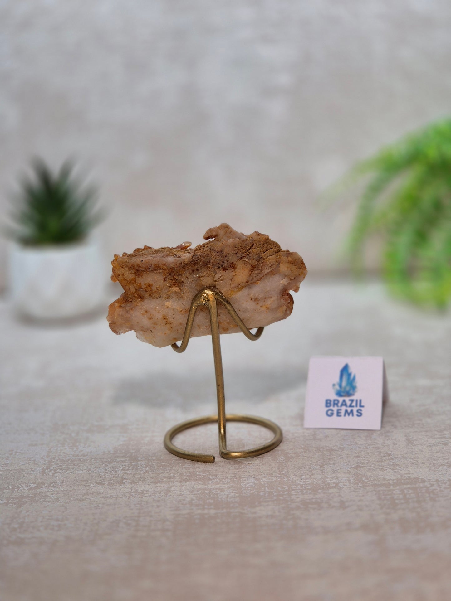 Tangerine Quartz Cluster on stand