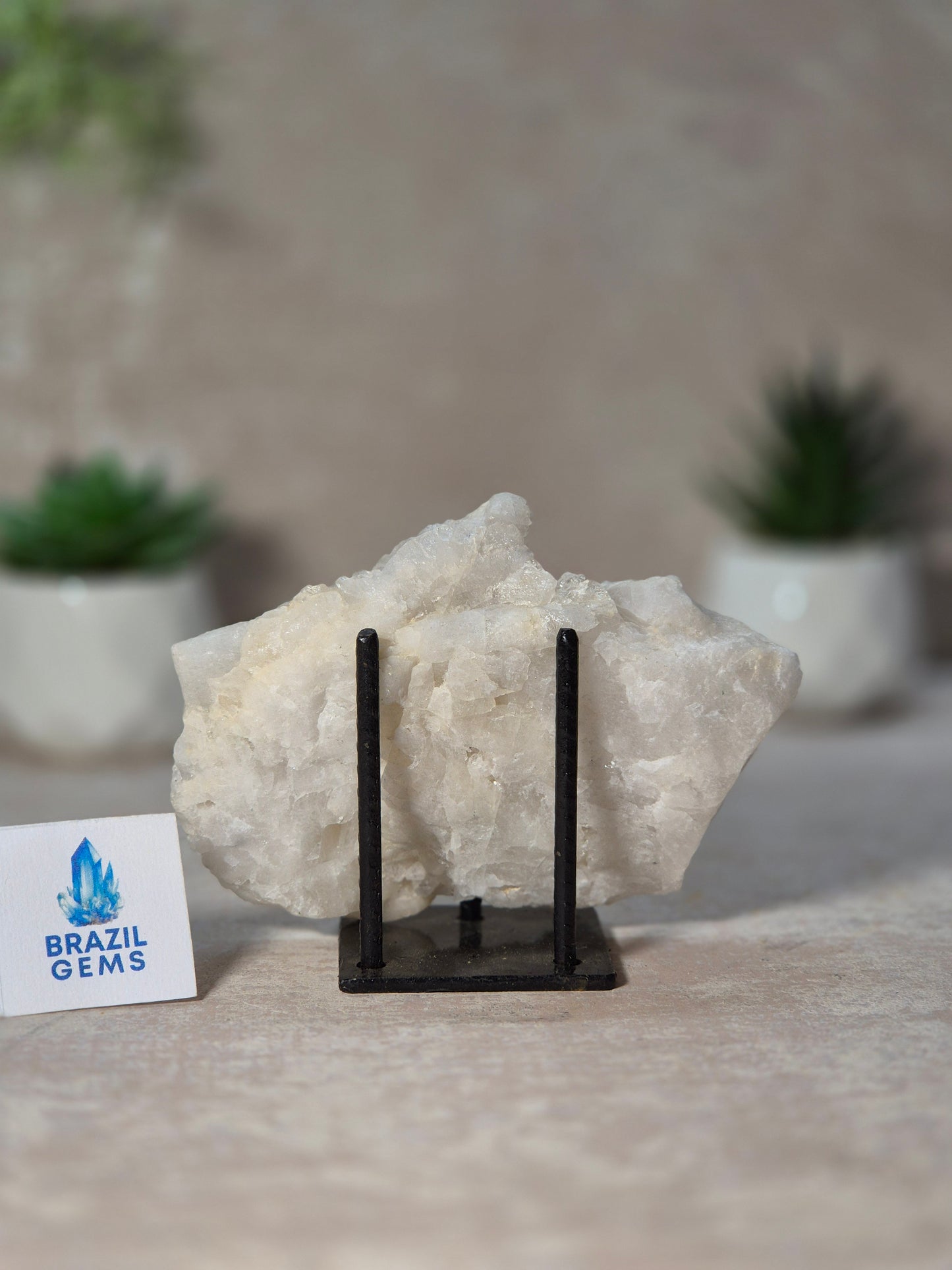 Clear Quartz Slab on stand