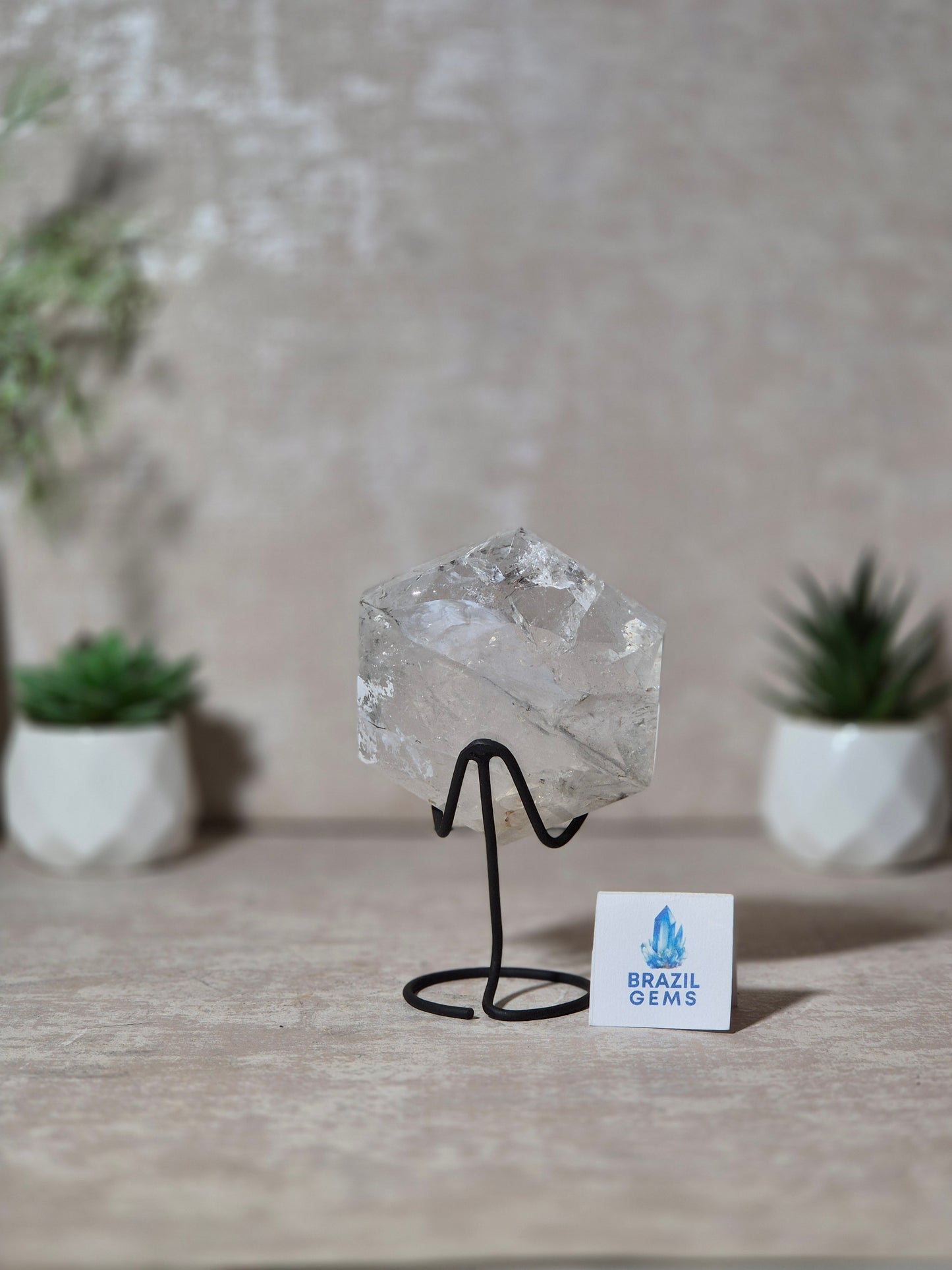 Clear Quartz David Star on stand