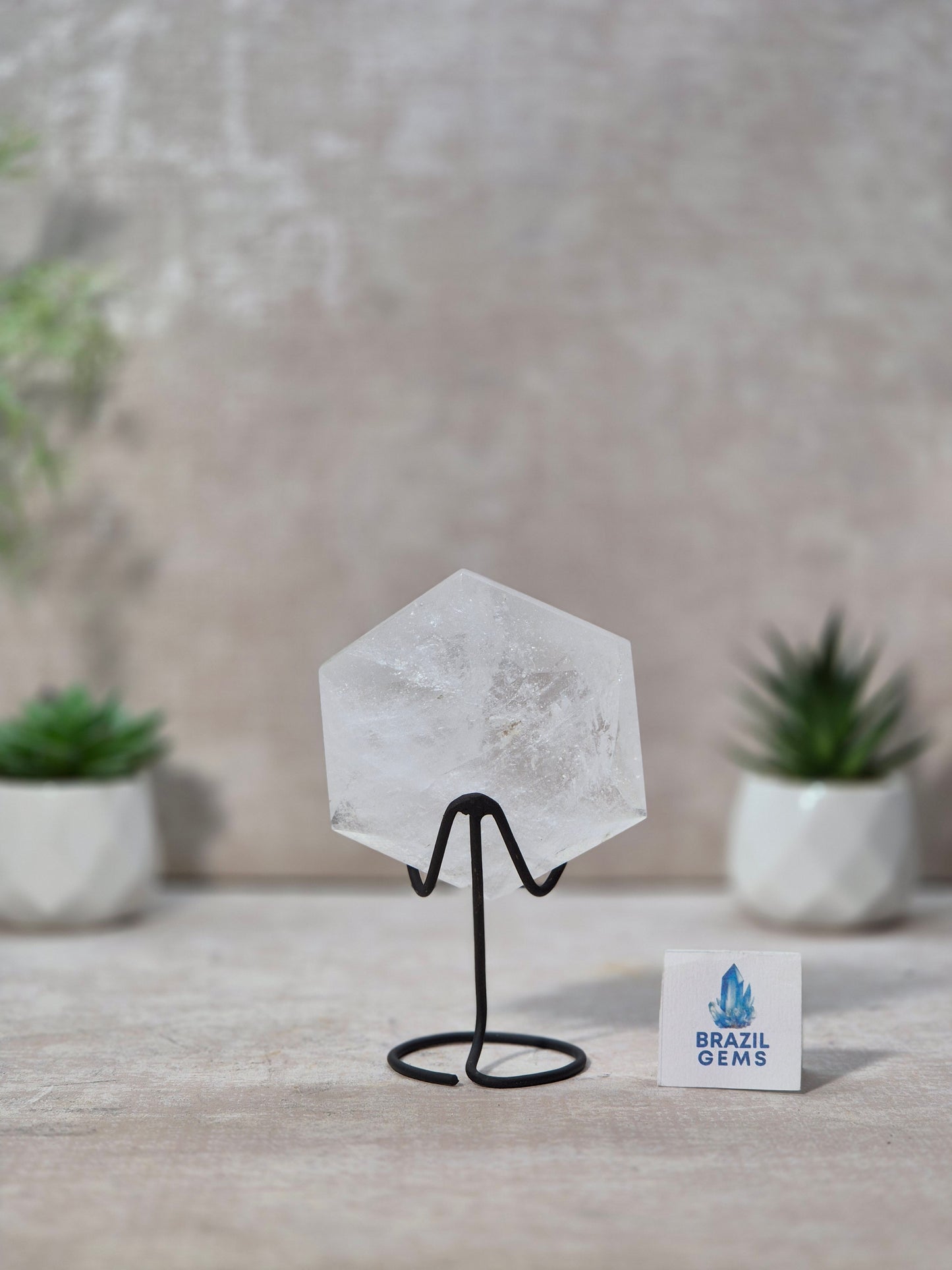 Clear Quartz David Star on stand