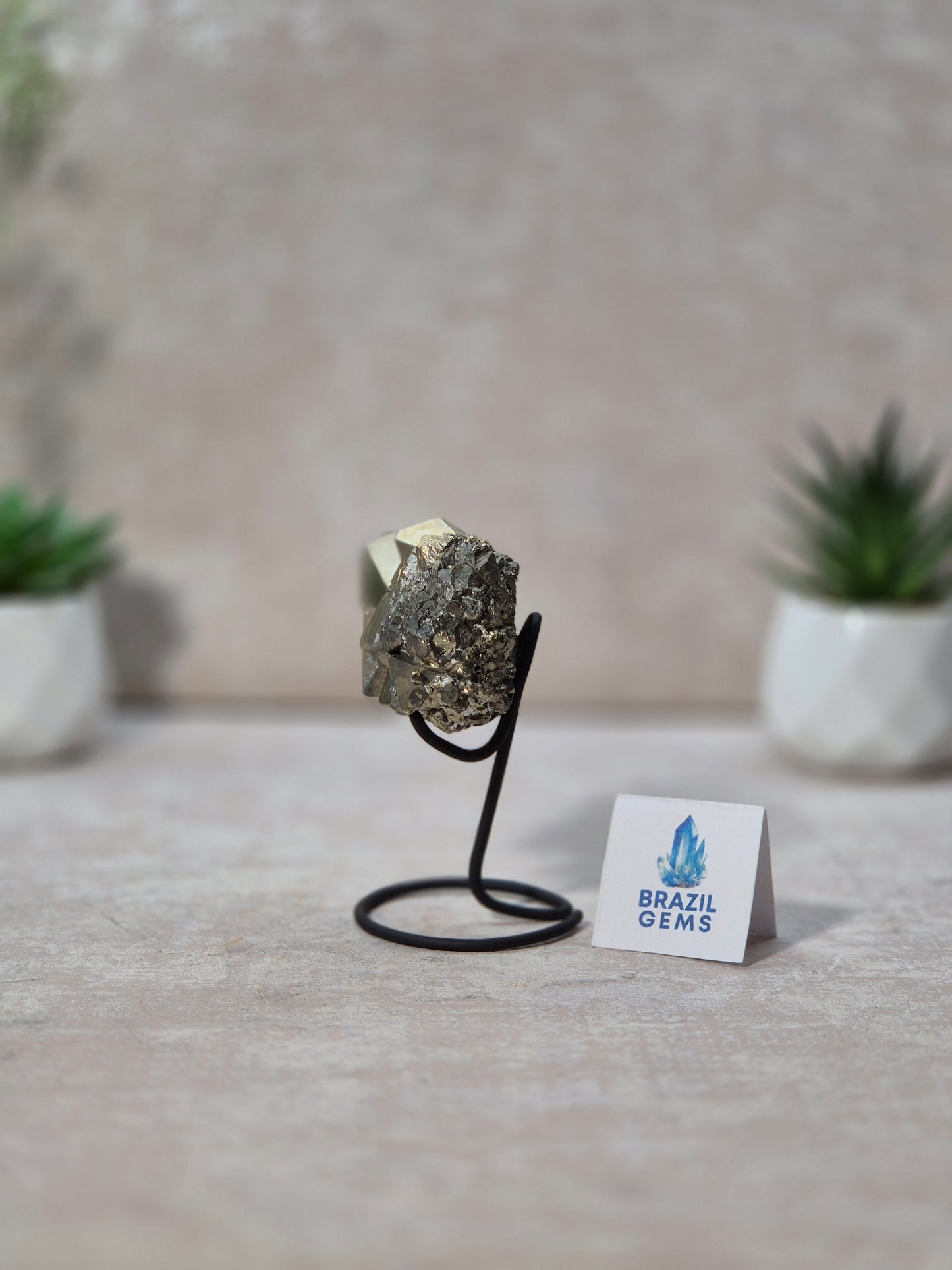 Dodecahedron Pyrite Specimen on stand