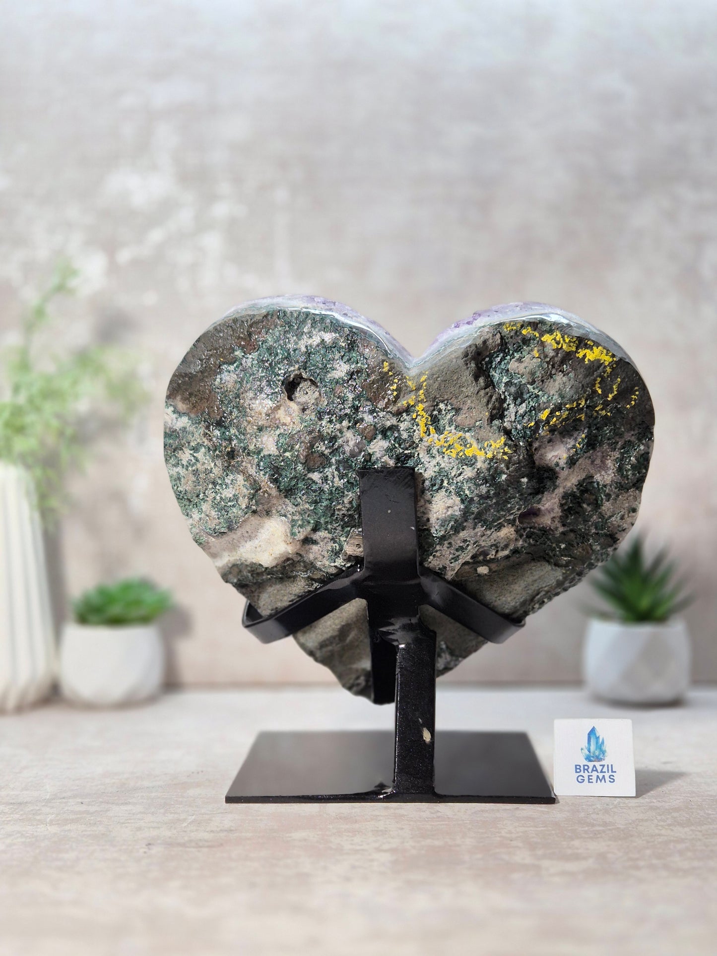 Amethyst Druzy Heart on stand