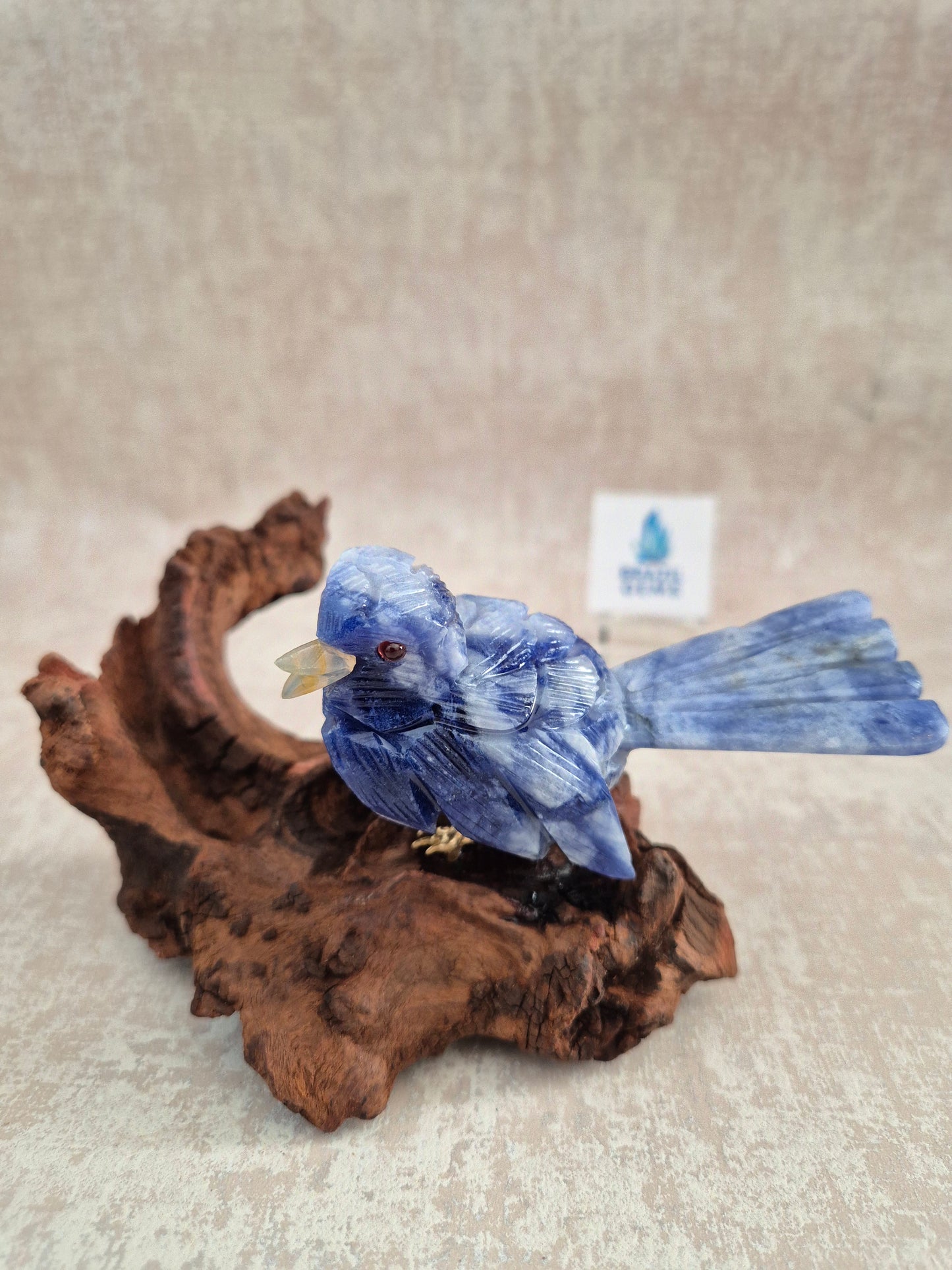 Sodalite Bird on Natural Driftwood Base