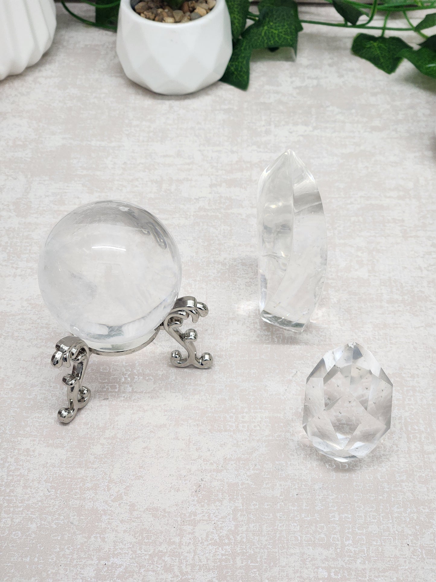 Clear Quartz Faceted Egg