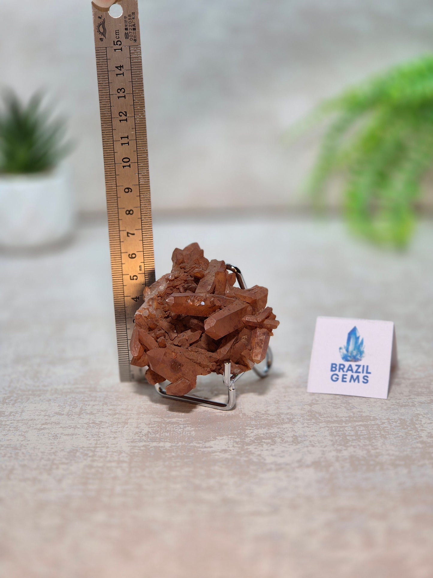 Tangerine Quartz Cluster on stand