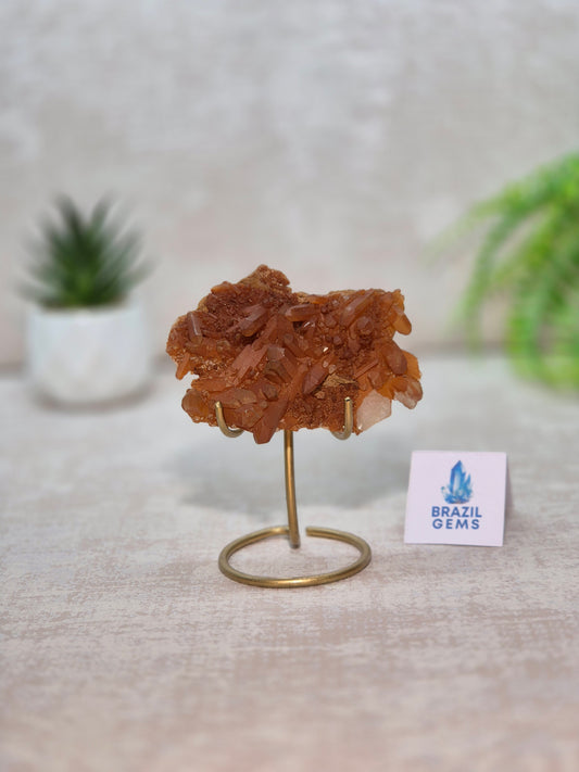 Tangerine Quartz Cluster on stand
