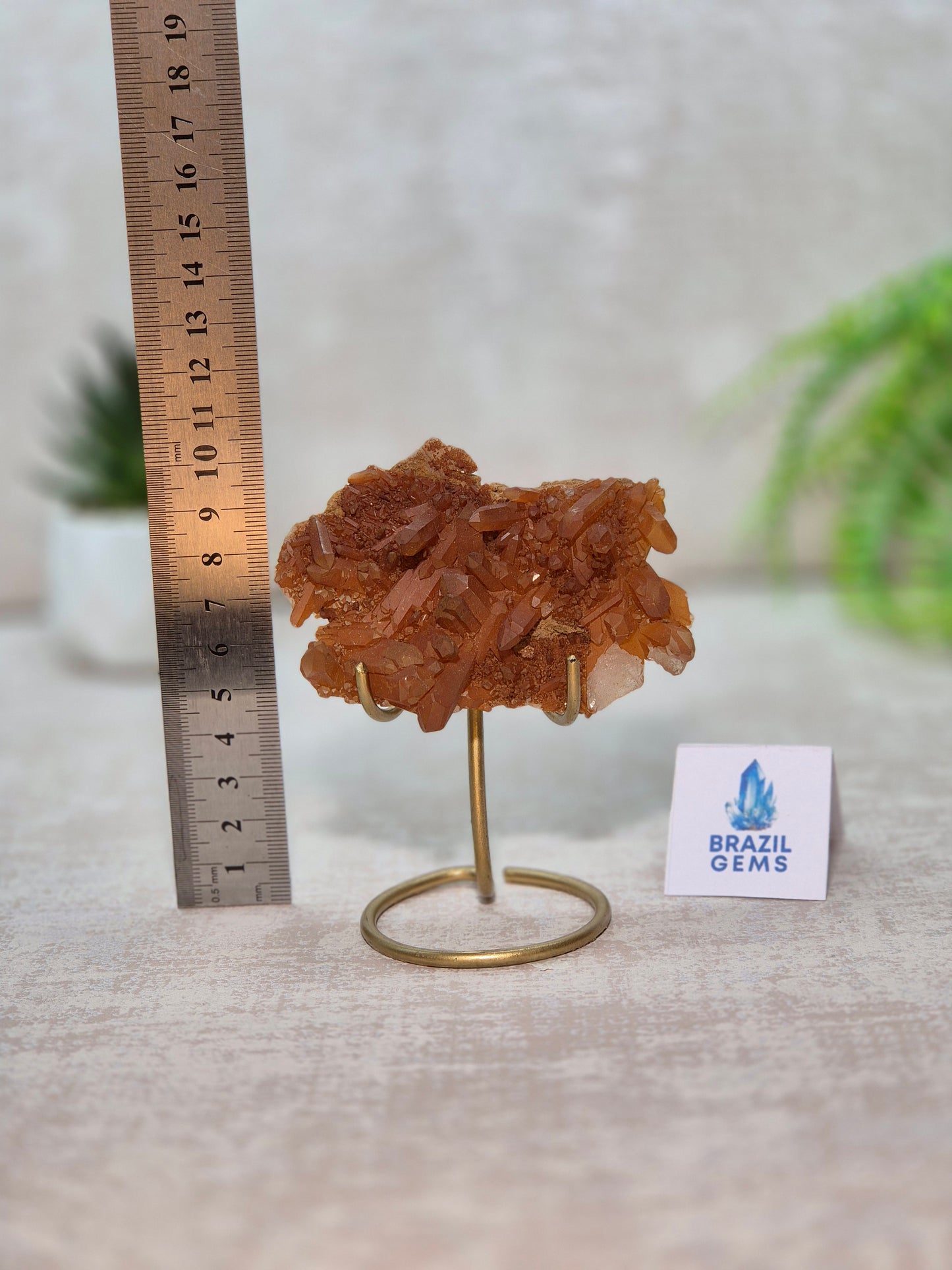 Tangerine Quartz Cluster on stand