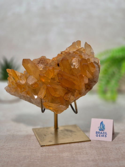 Tangerine Quartz Cluster on stand