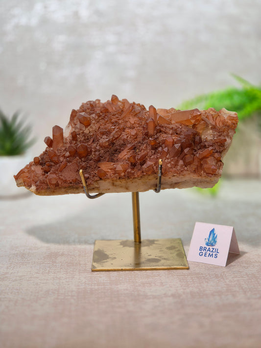 Tangerine Quartz Cluster on stand