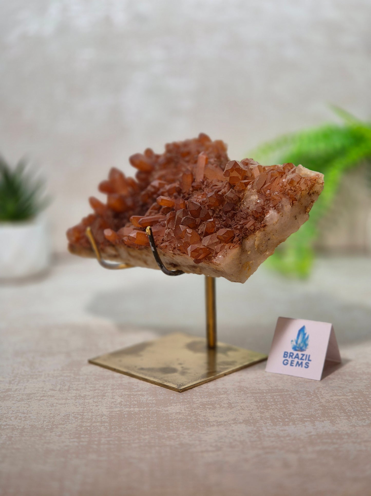 Tangerine Quartz Cluster on stand