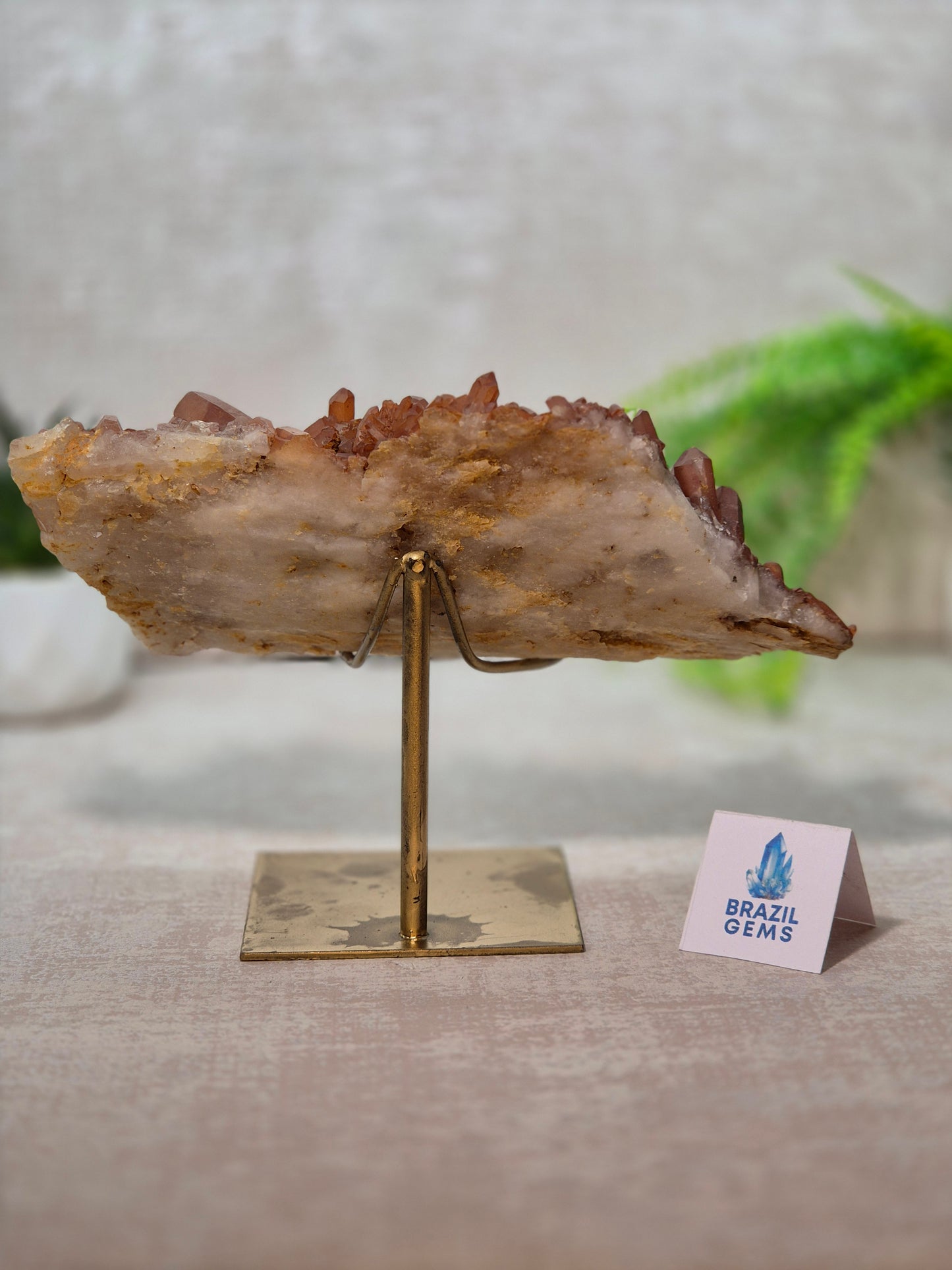 Tangerine Quartz Cluster on stand