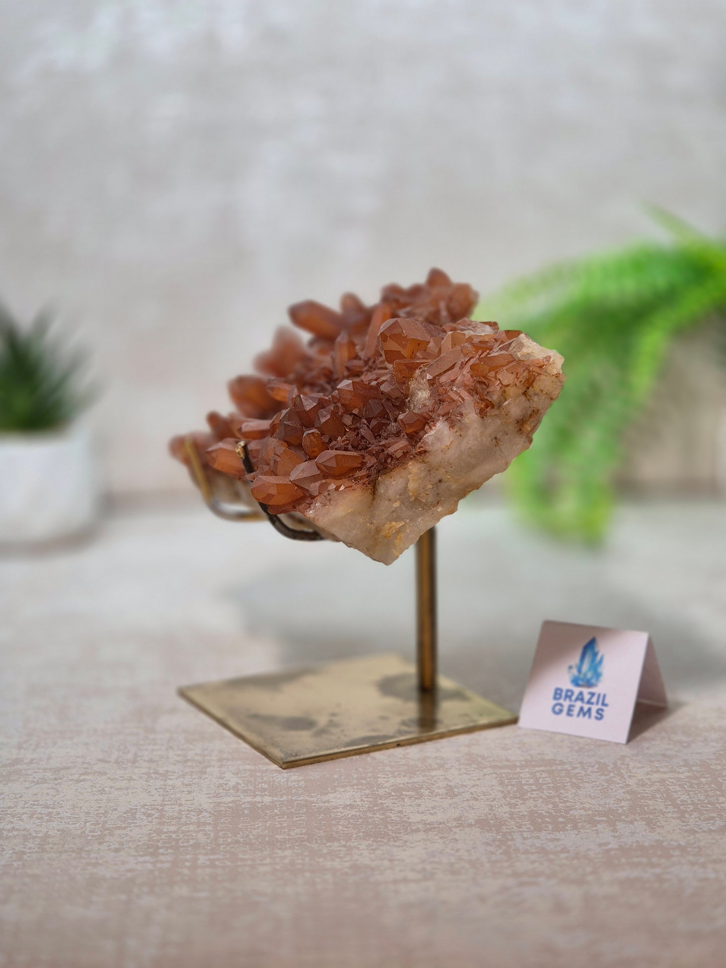 Tangerine Quartz Cluster on stand