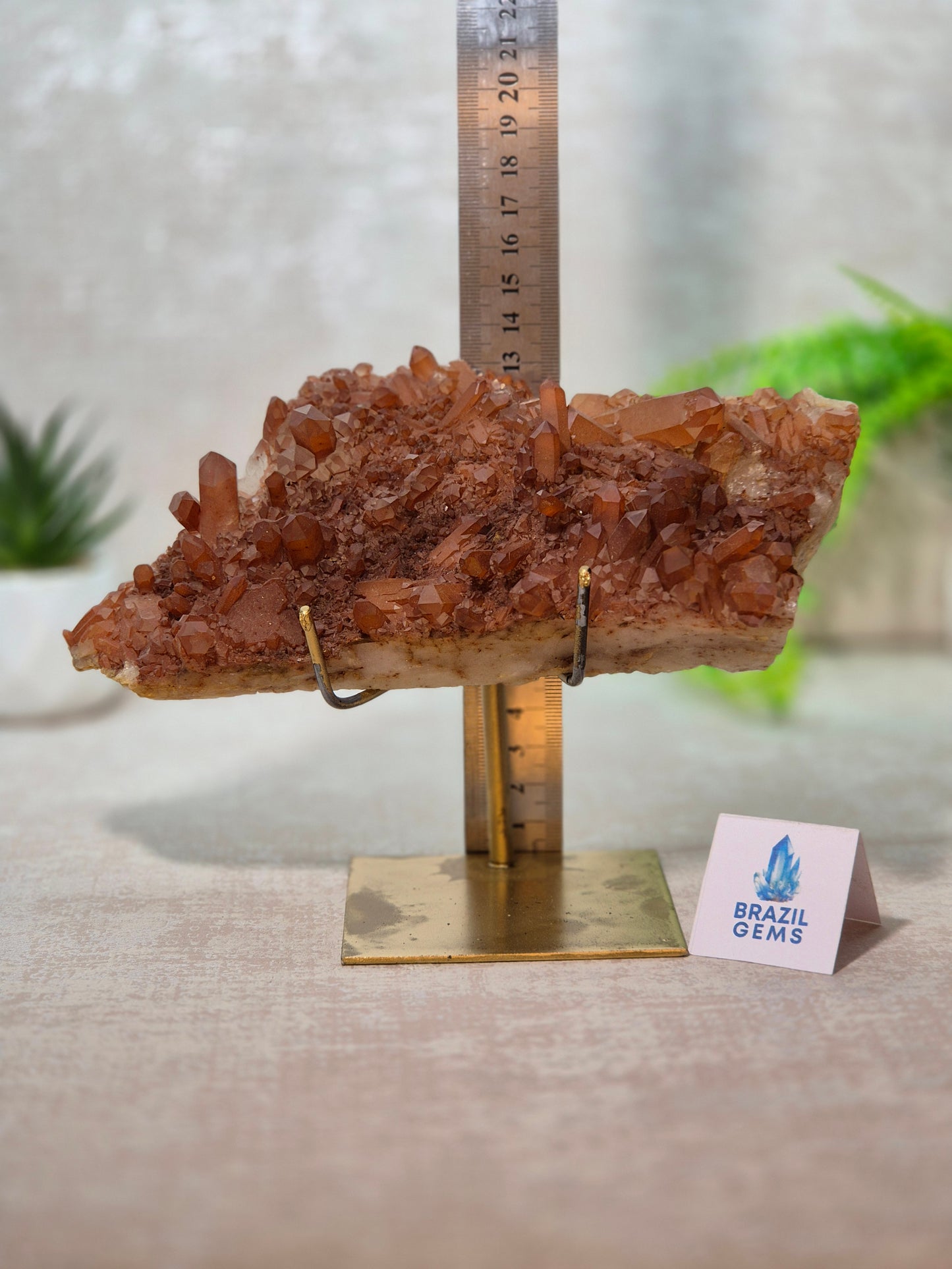 Tangerine Quartz Cluster on stand