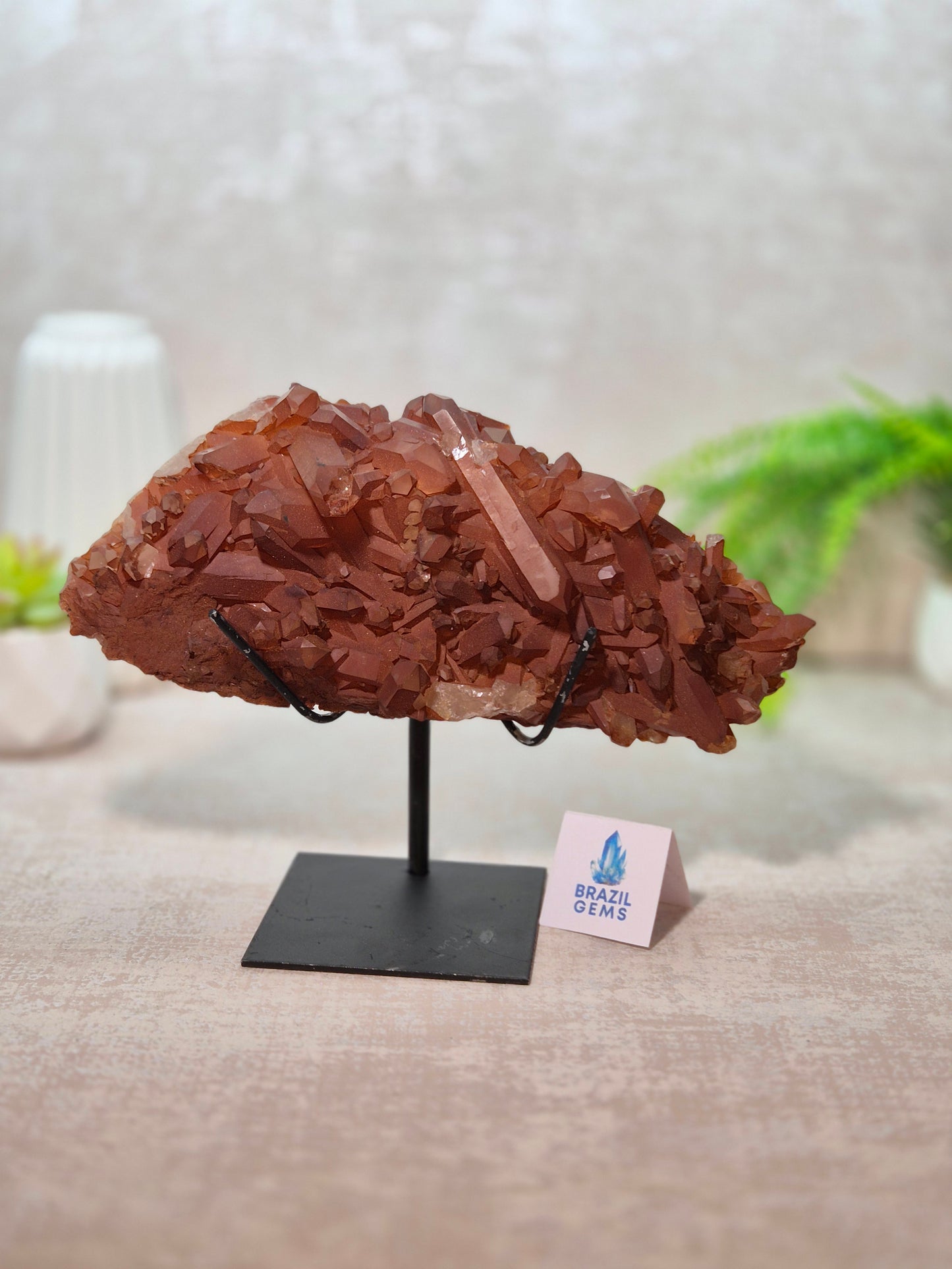 Tangerine Quartz Cluster on stand