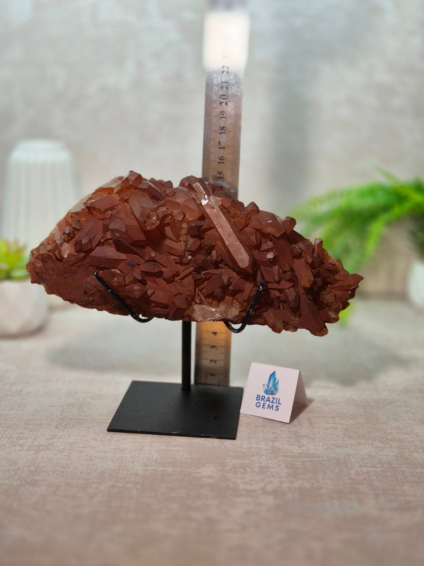 Tangerine Quartz Cluster on stand