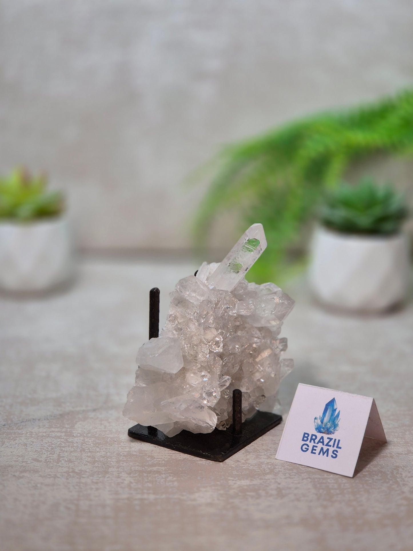 Clear Quartz Cluster on stand