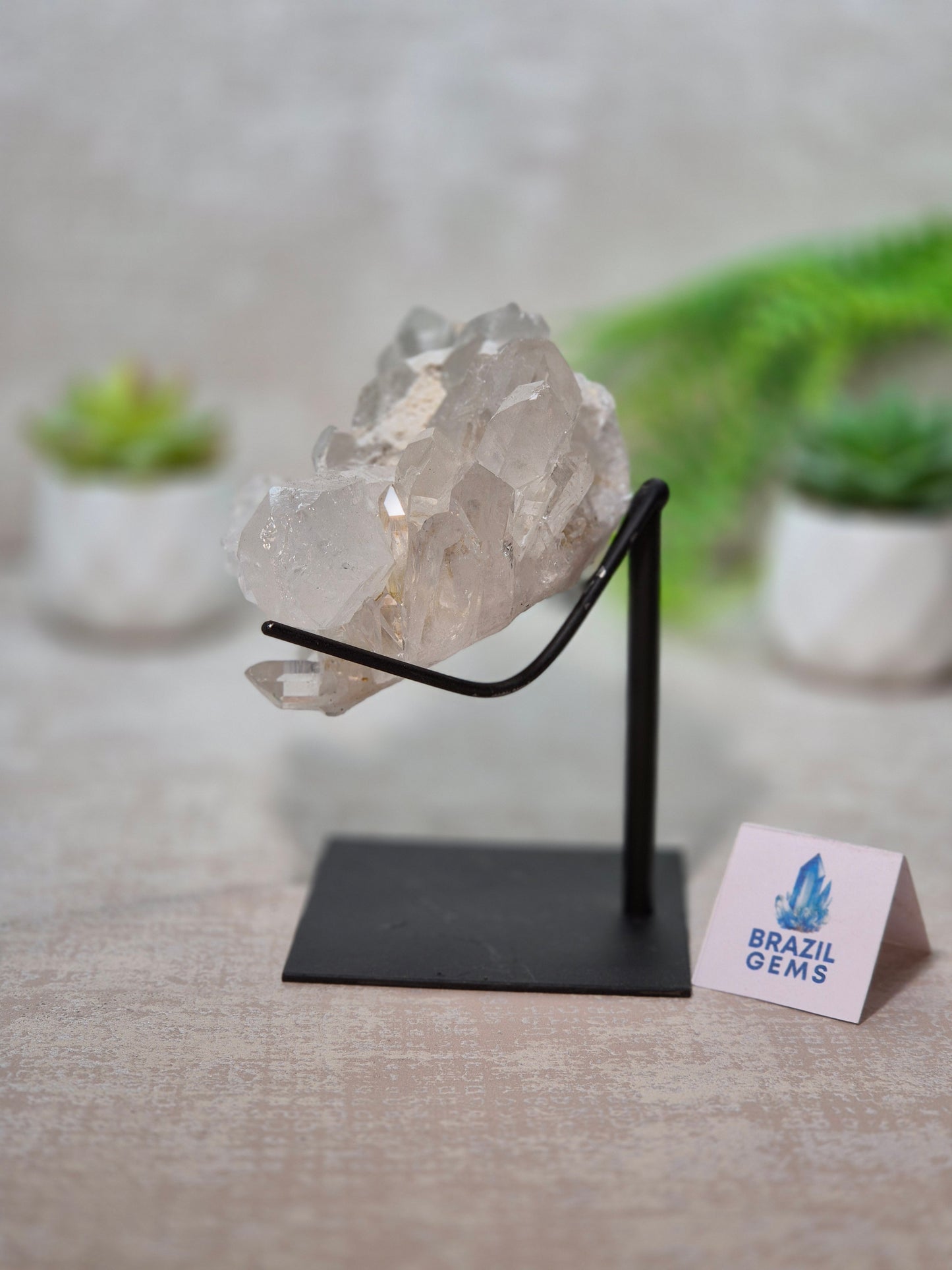 Clear Quartz Cluster on stand