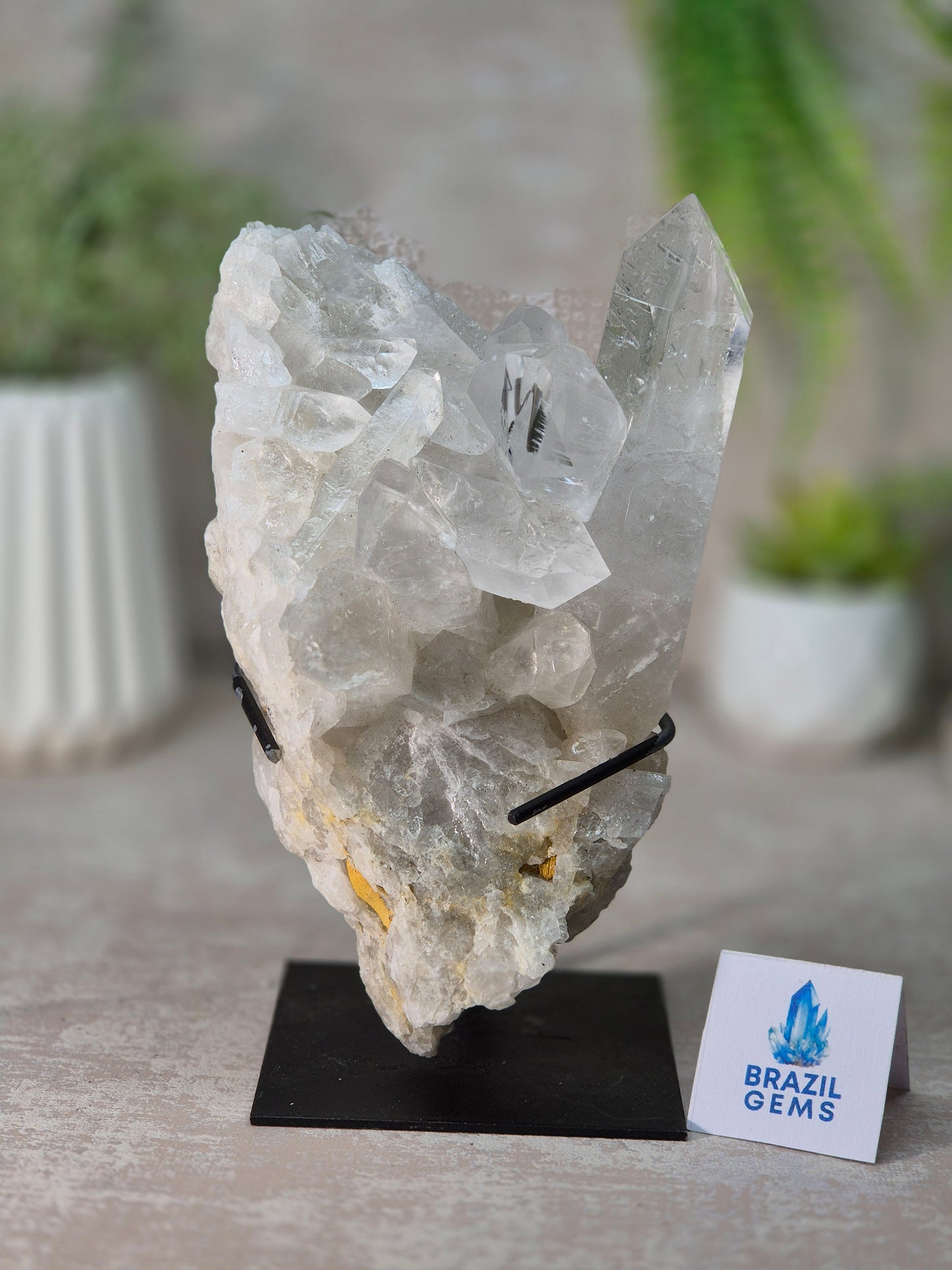 Clear Quartz Cluster on stand