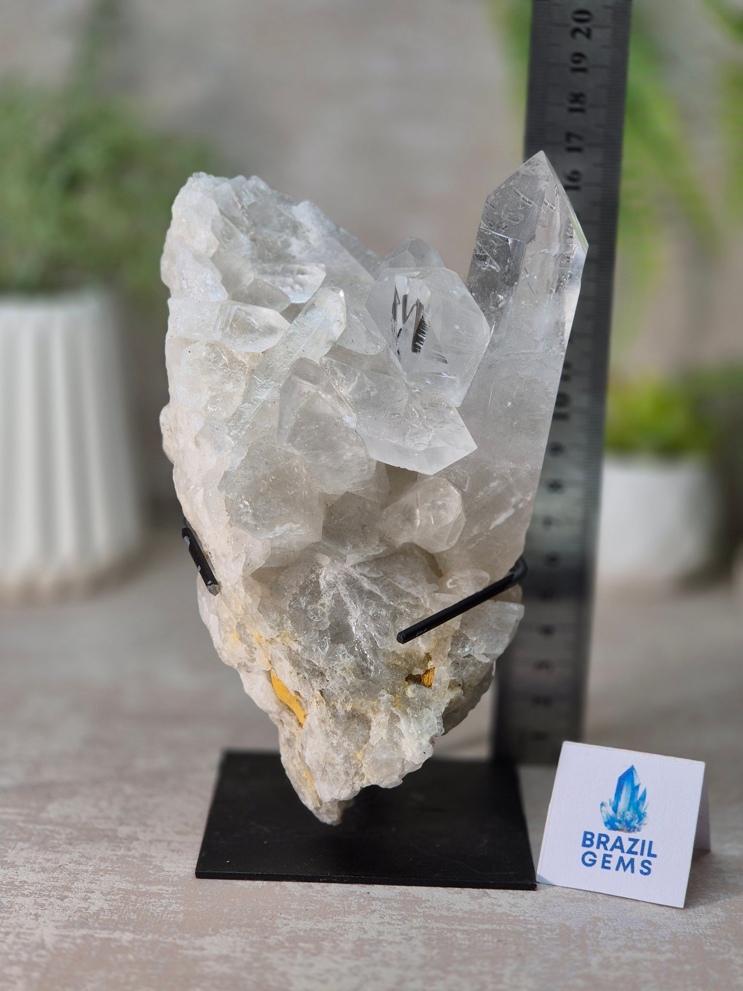 Clear Quartz Cluster on stand