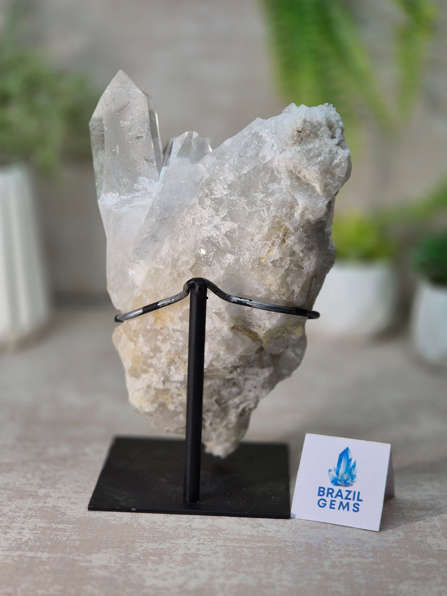Clear Quartz Cluster on stand