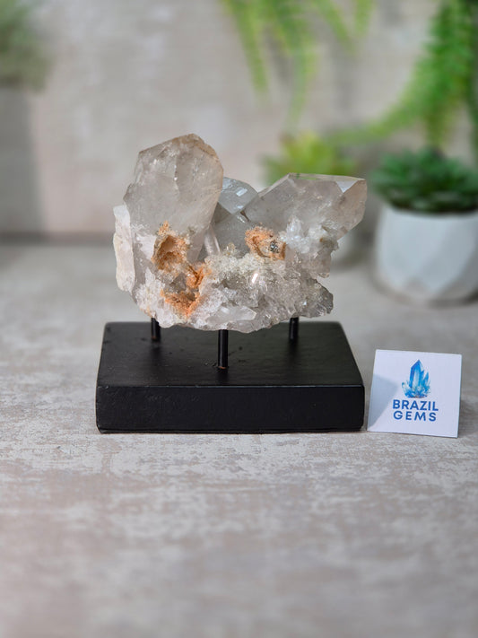 Clear Quartz Cluster on stand