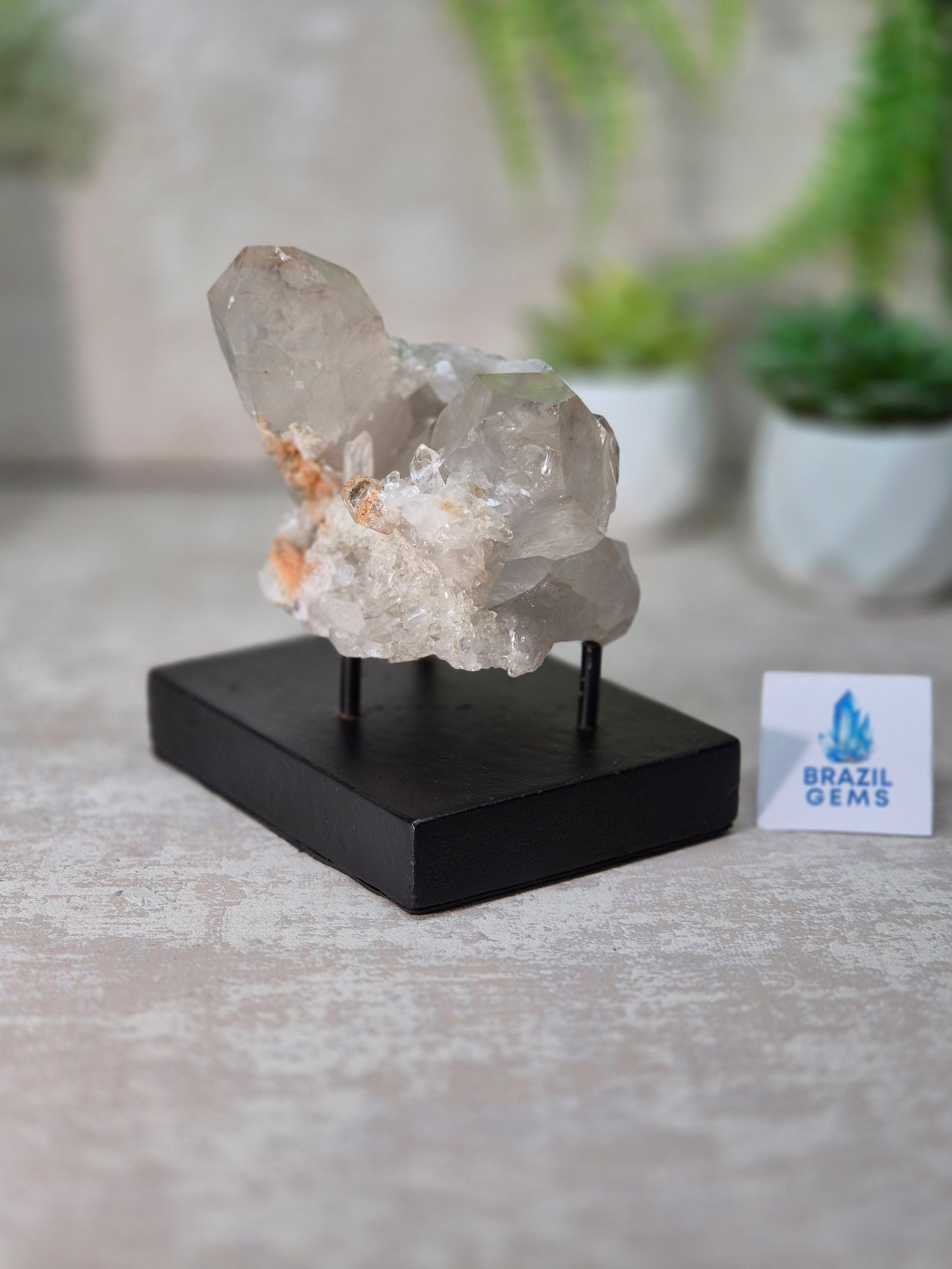 Clear Quartz Cluster on stand