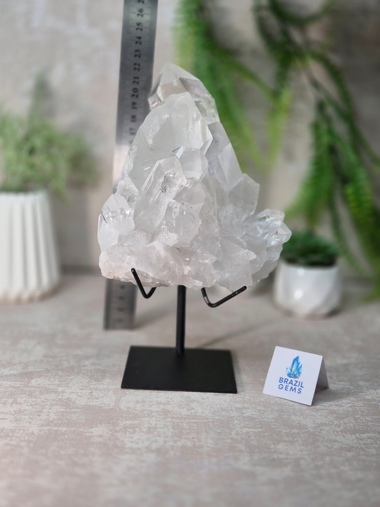 Lemurian Quartz Cluster on stand