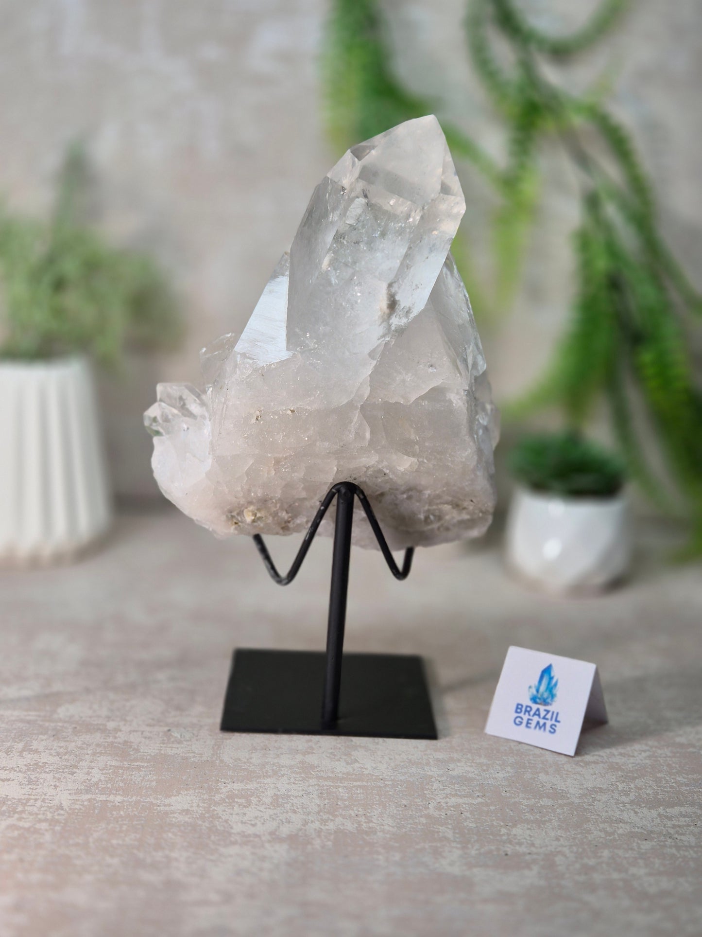 Lemurian Quartz Cluster on stand