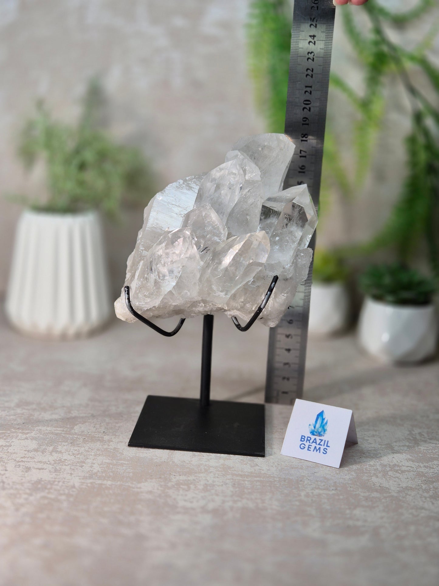 Lemurian Quartz Cluster on stand