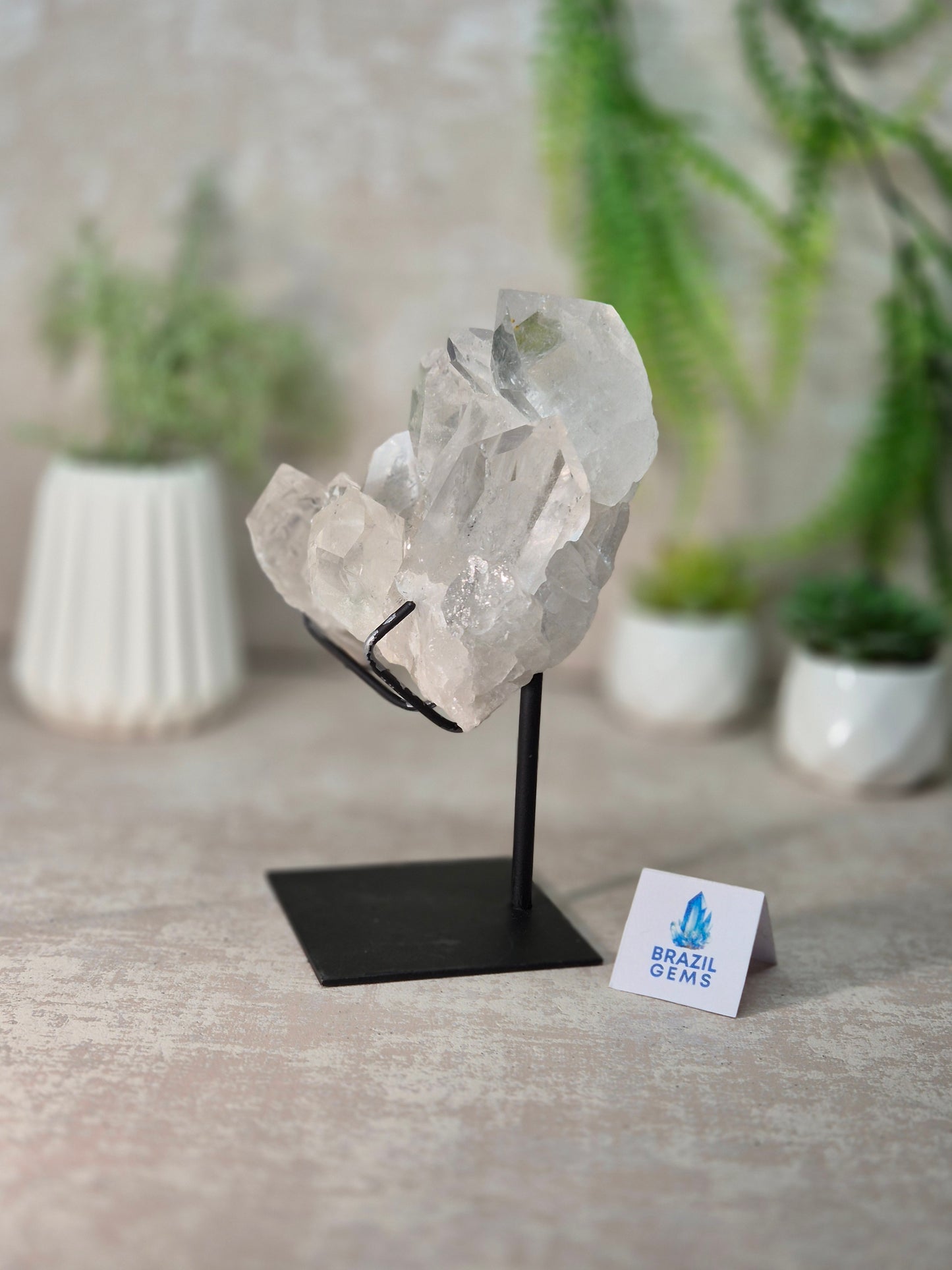 Lemurian Quartz Cluster on stand