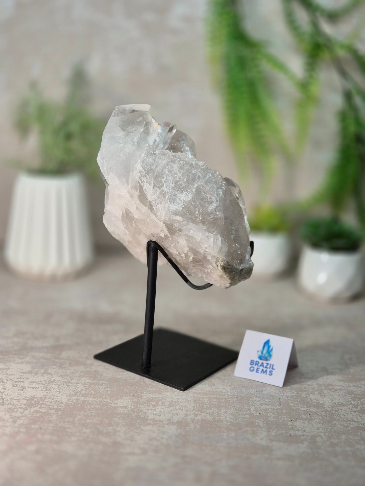 Lemurian Quartz Cluster on stand