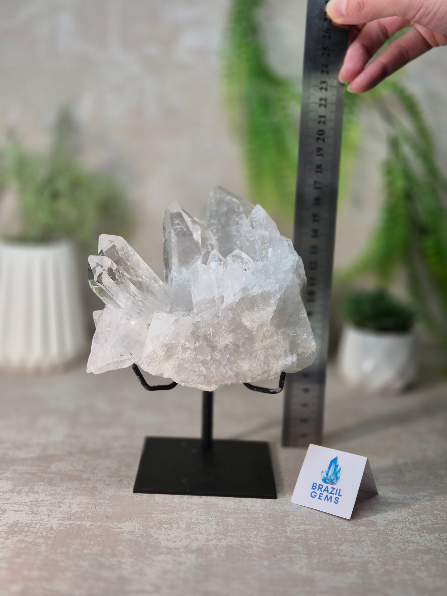 Lemurian Quartz Cluster on stand