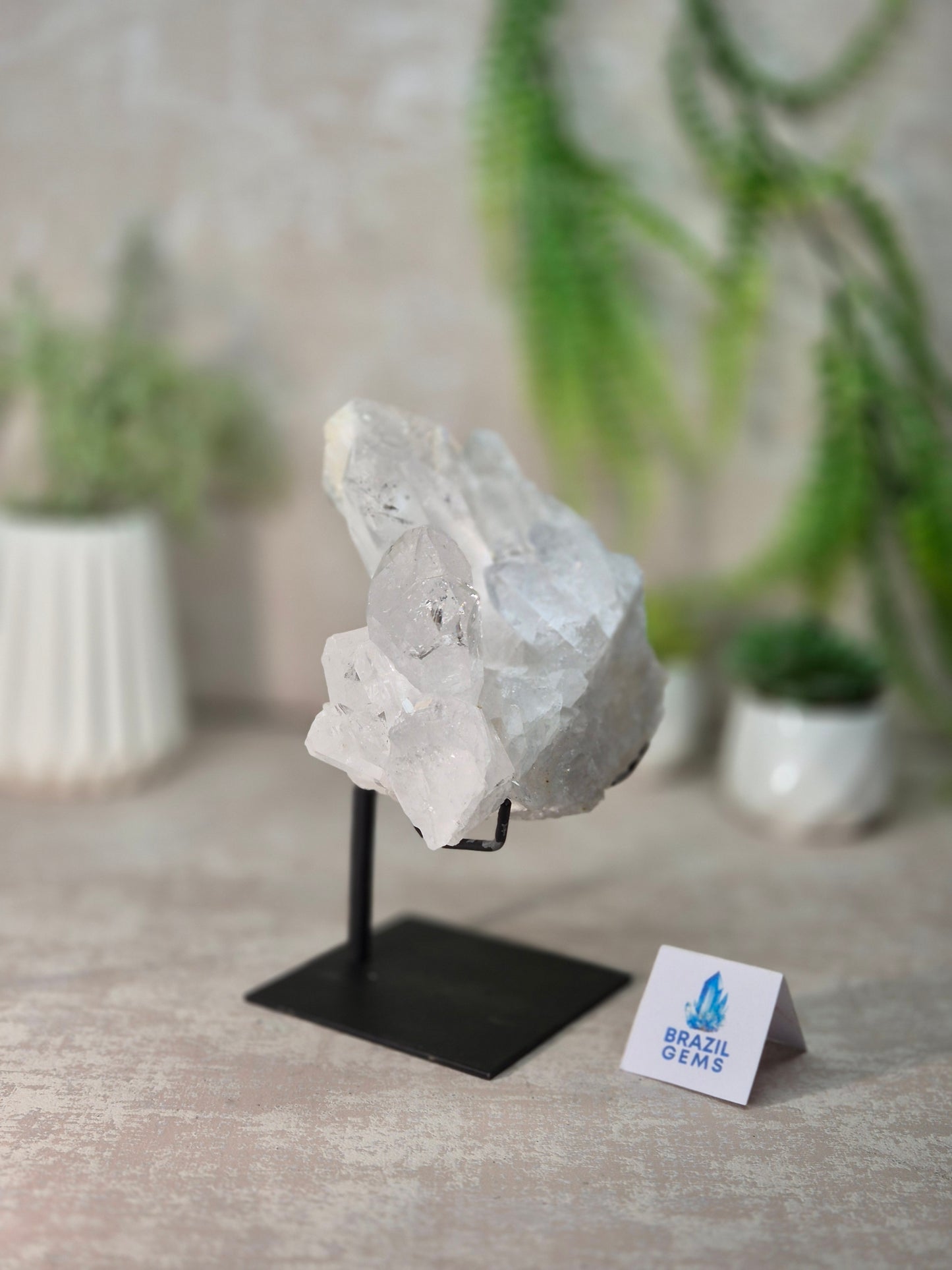 Lemurian Quartz Cluster on stand