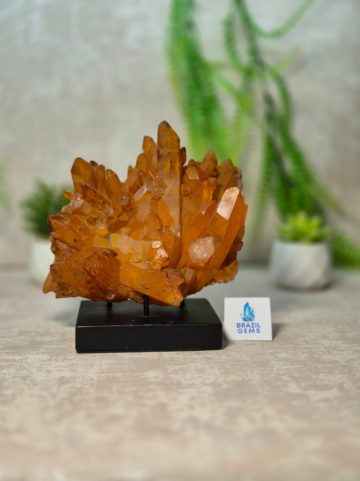 Tangerine Quartz Cluster on stand