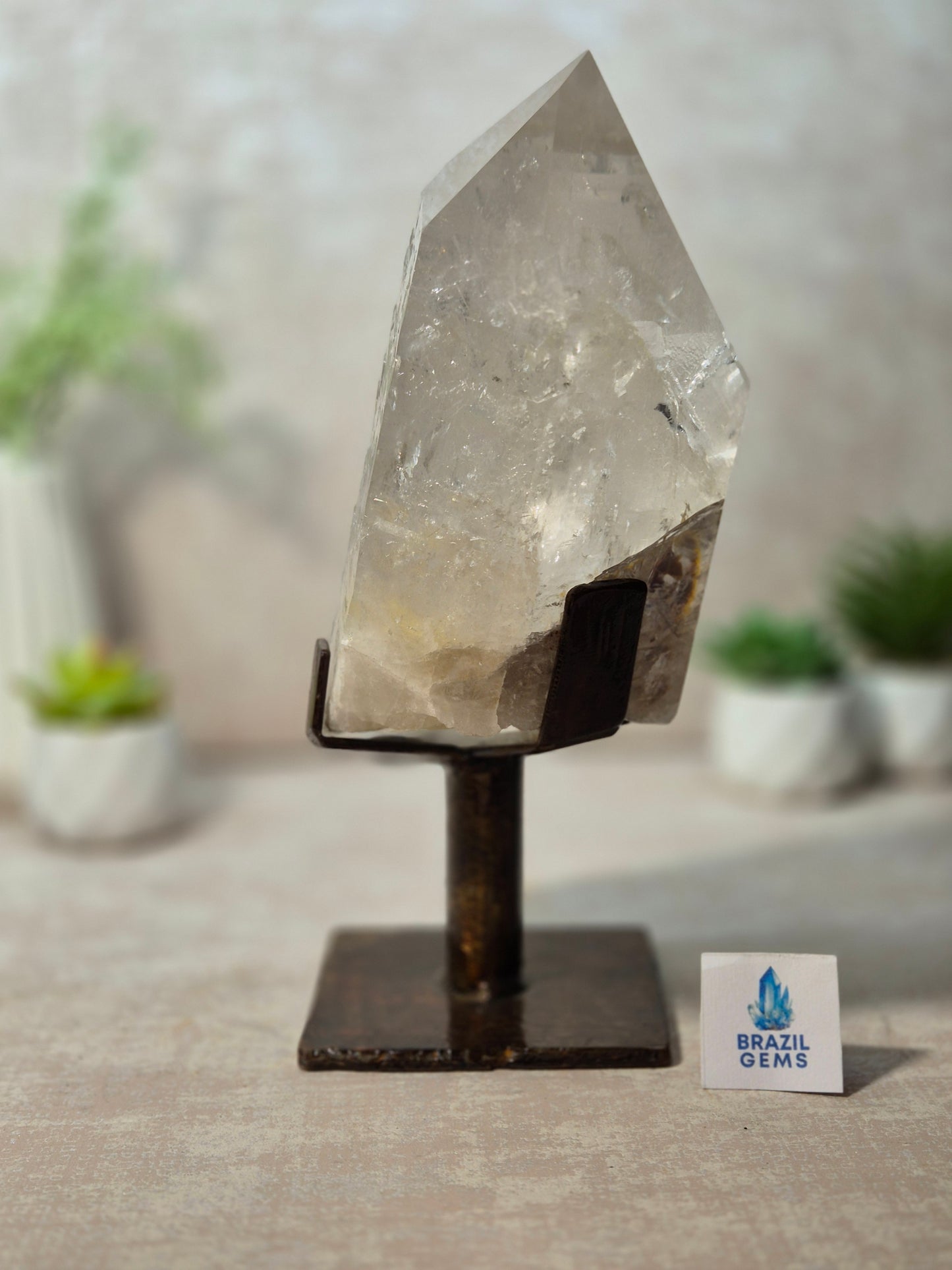 Clear Quartz Point on the stand