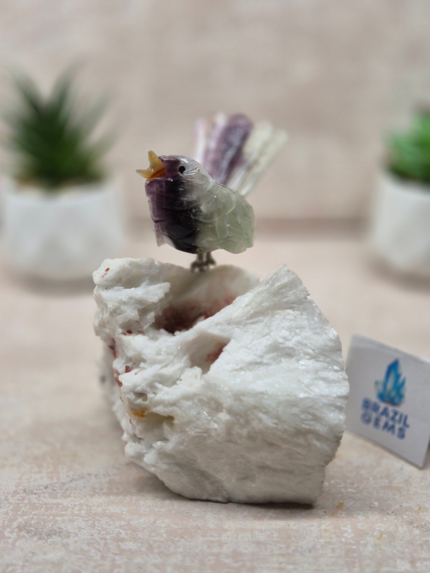 Fluorite Bird on Albite Base