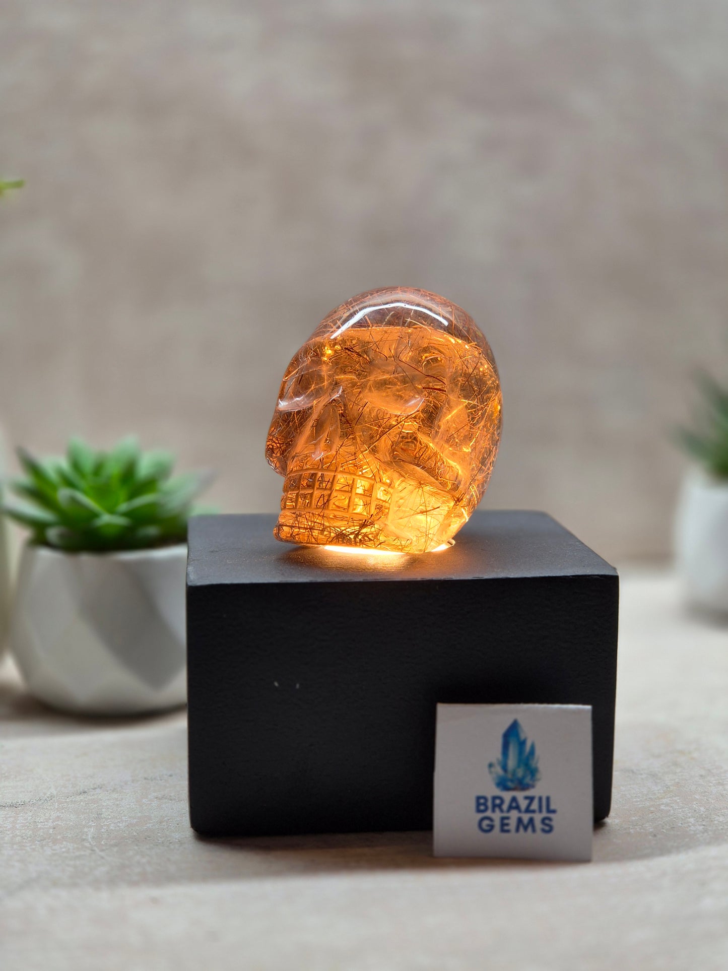 Copper Rutilated Skull +AAA