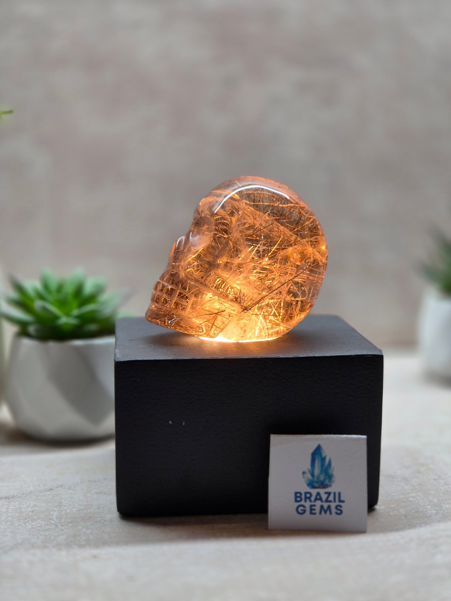 Copper Rutilated Skull +AAA