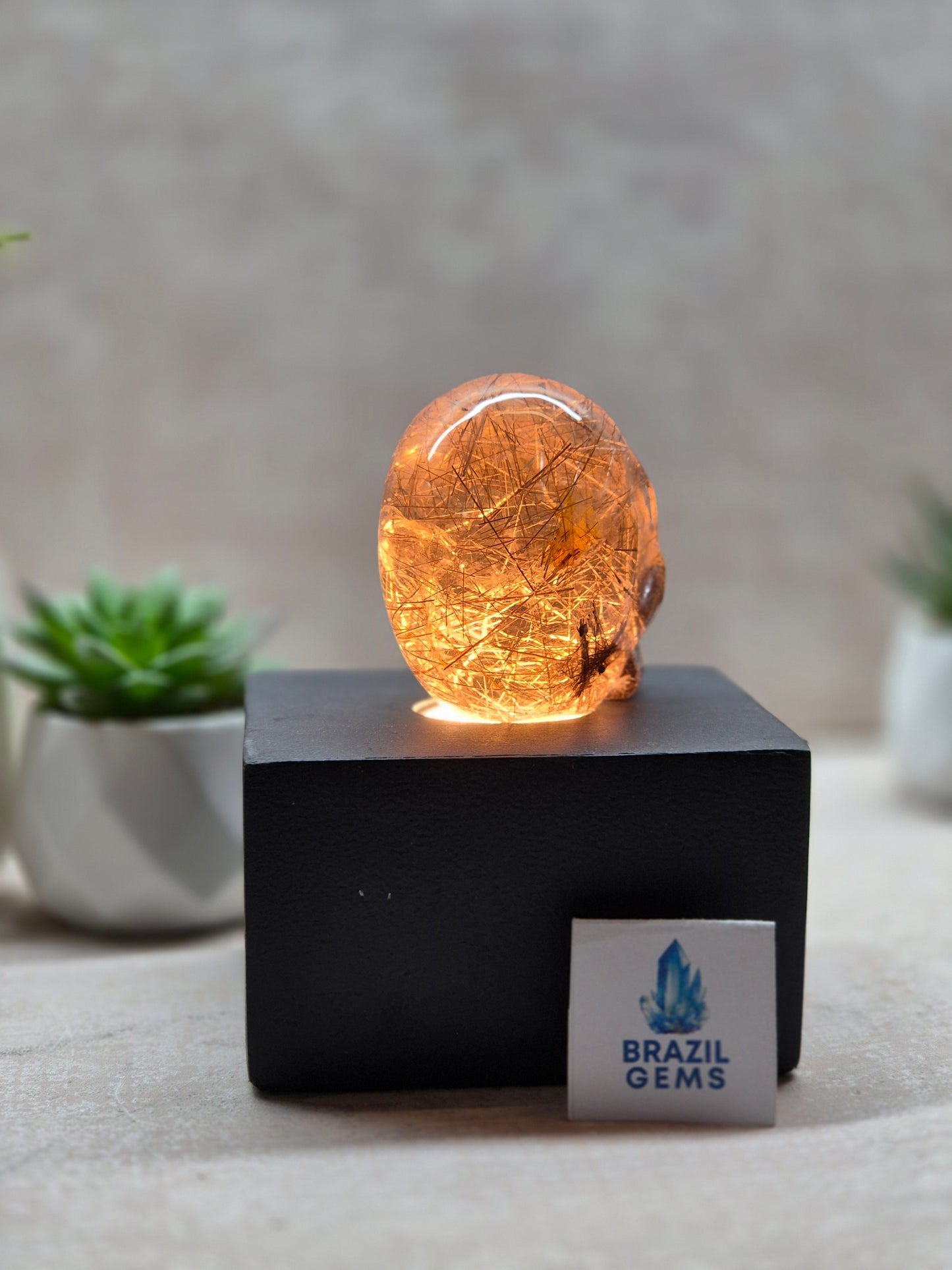 Copper Rutilated Skull +AAA