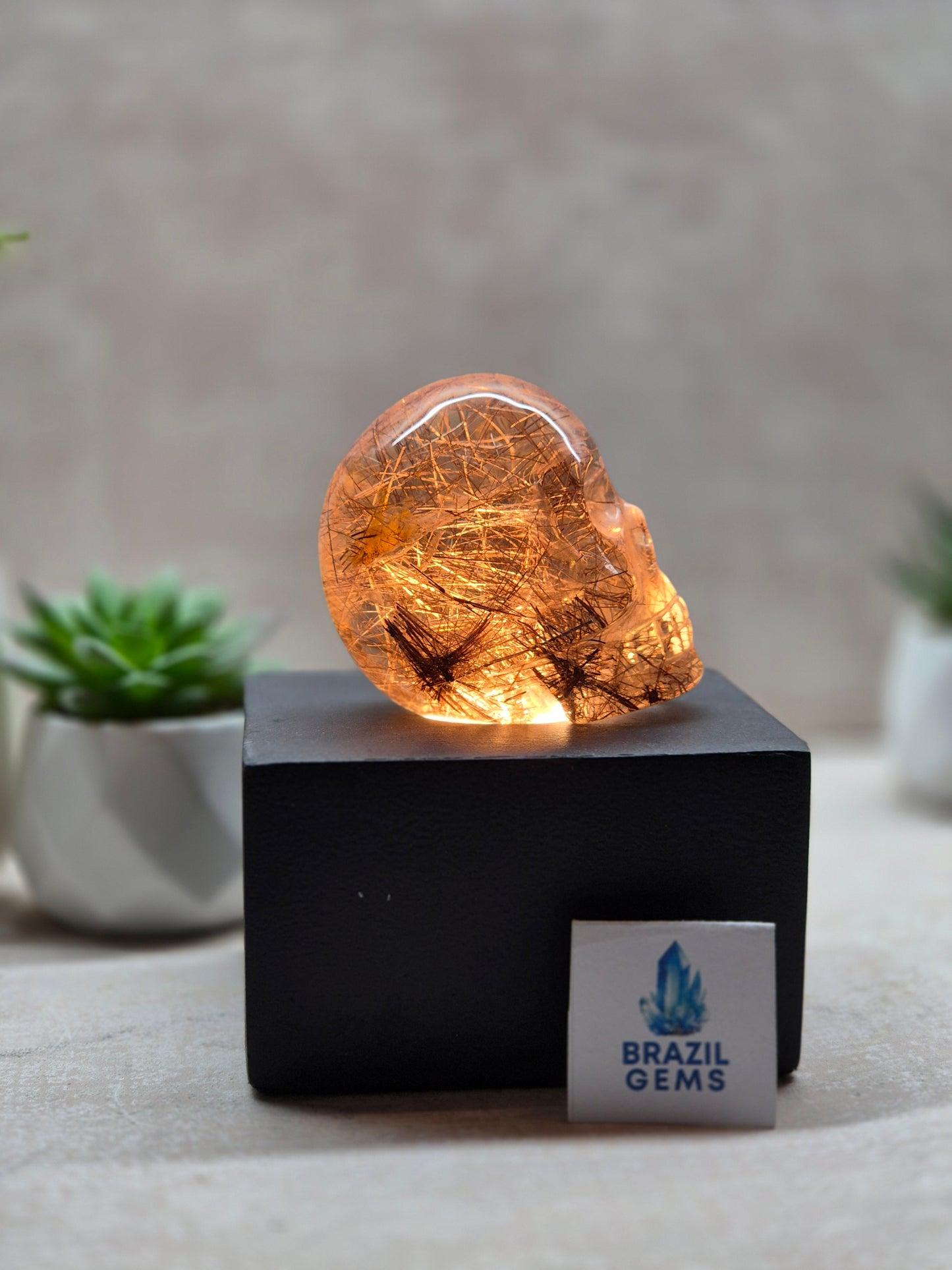Copper Rutilated Skull +AAA