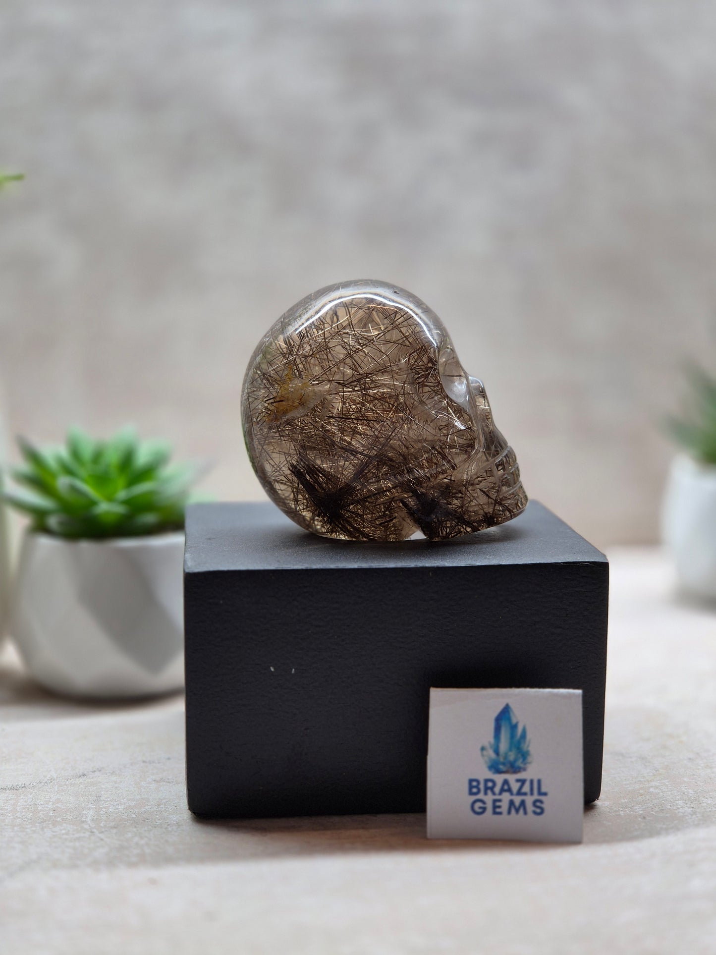 Copper Rutilated Skull +AAA