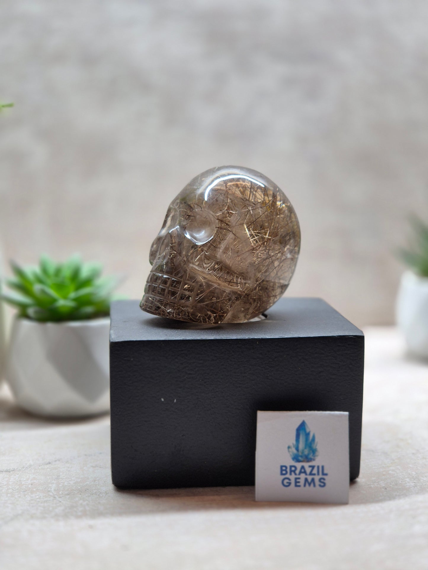 Copper Rutilated Skull +AAA