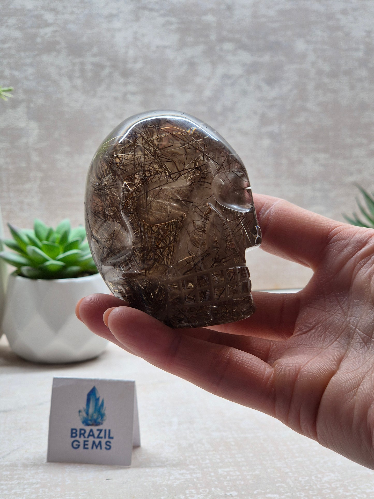 Copper Rutilated Skull +AAA