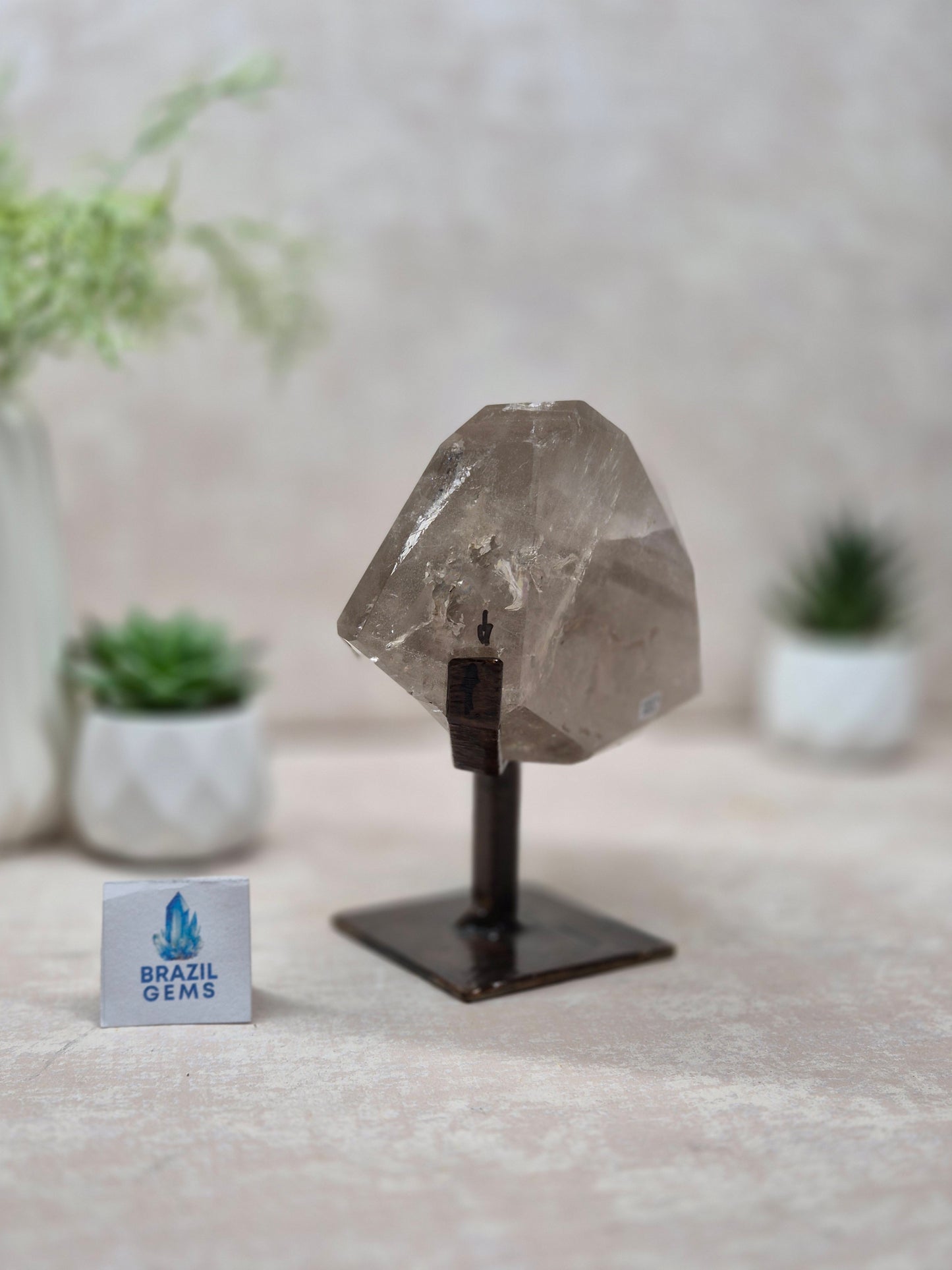 Smoky Quartz with Inclusions Free Form on the stand