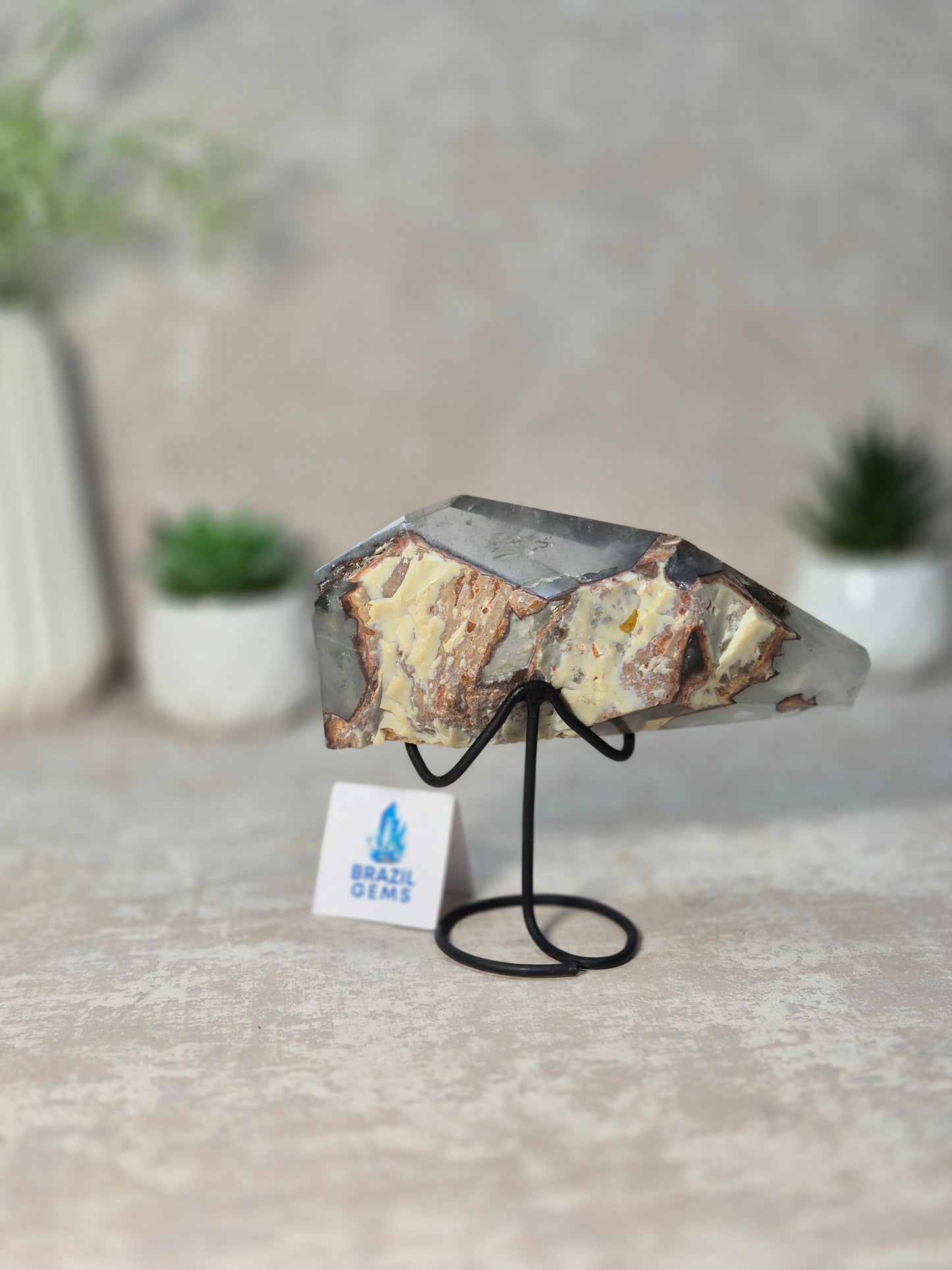 Free Form Blue Tara with Calcite Mosaic on stand
