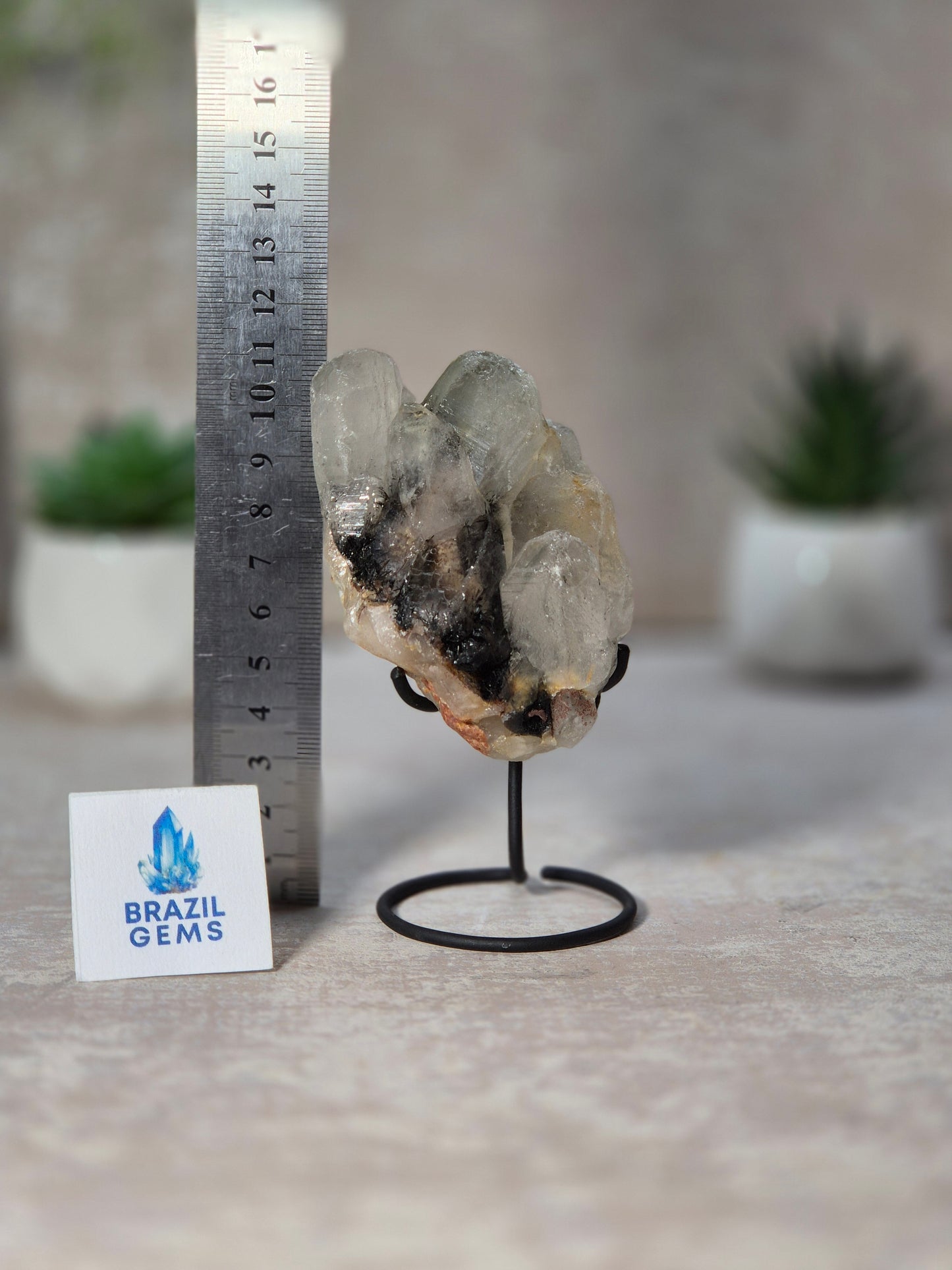 Lodolite Quartz Cluster on stand