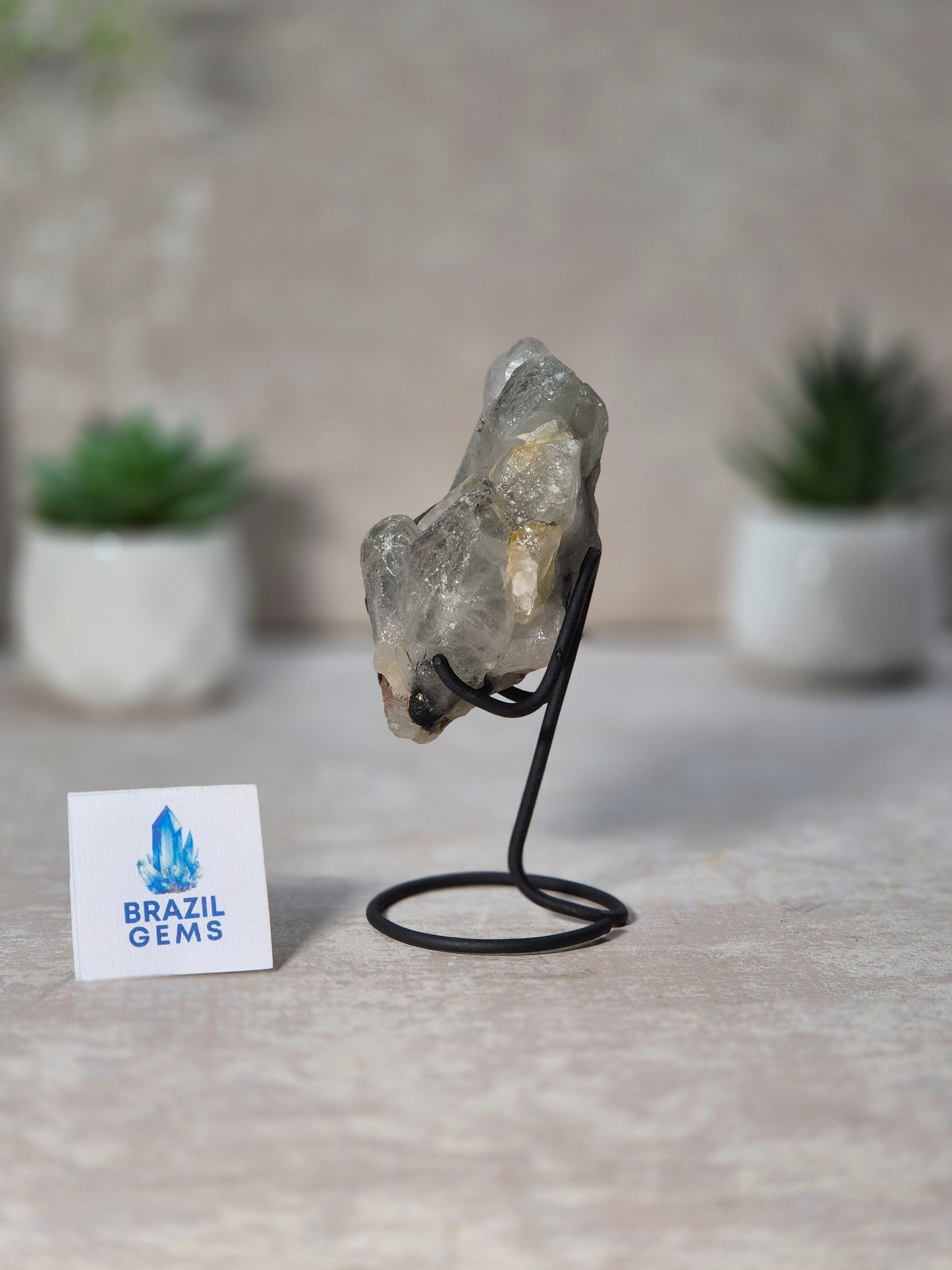 Lodolite Quartz Cluster on stand