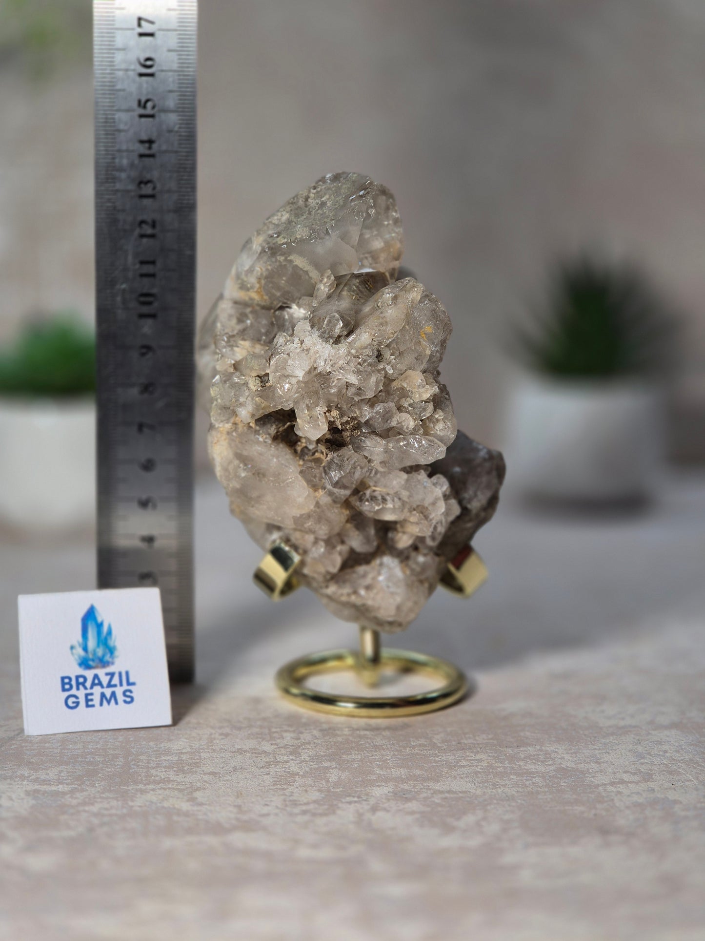 Lodolite Quartz Cluster on stand