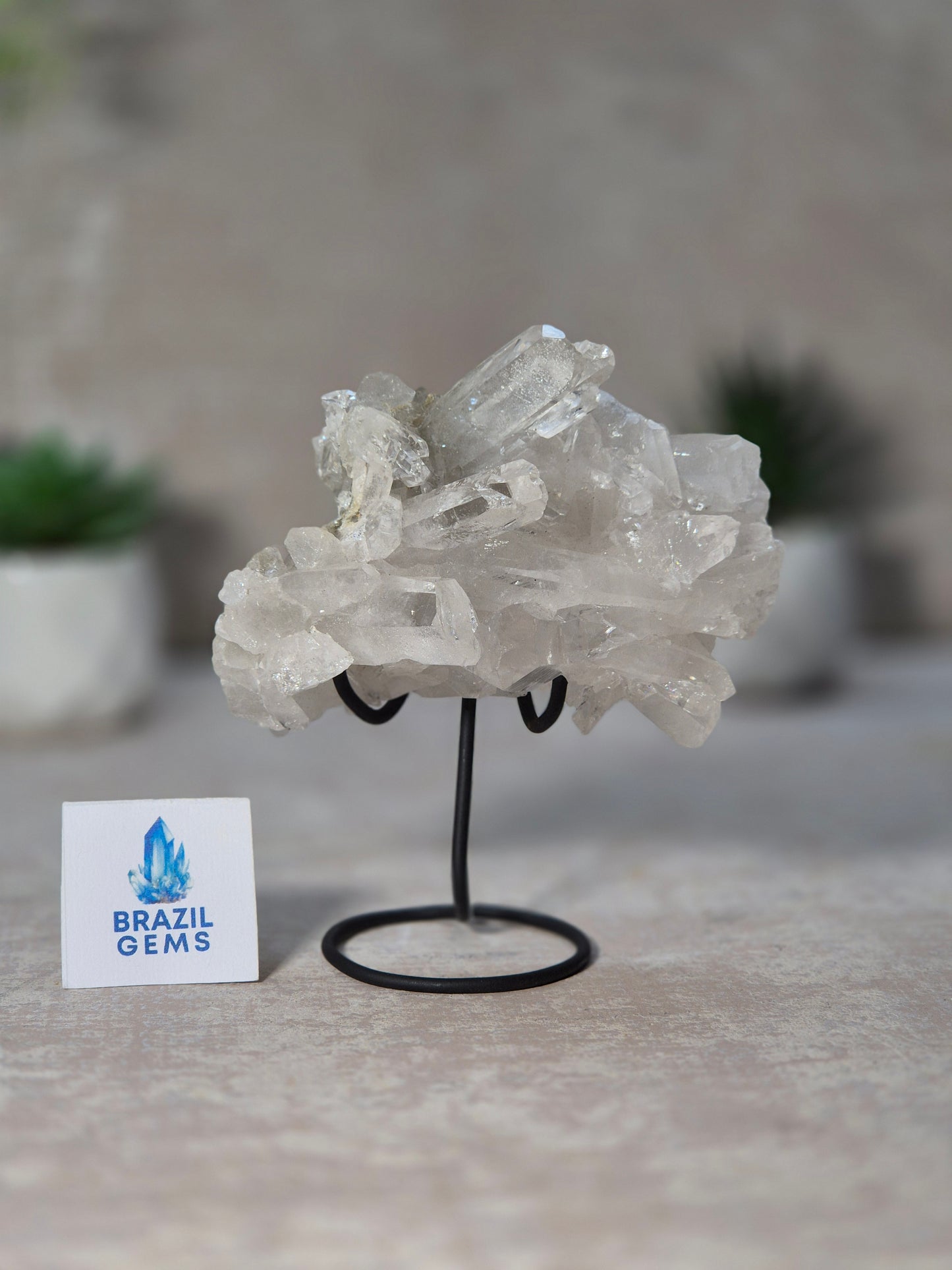 Clear Quartz Cluster on stand