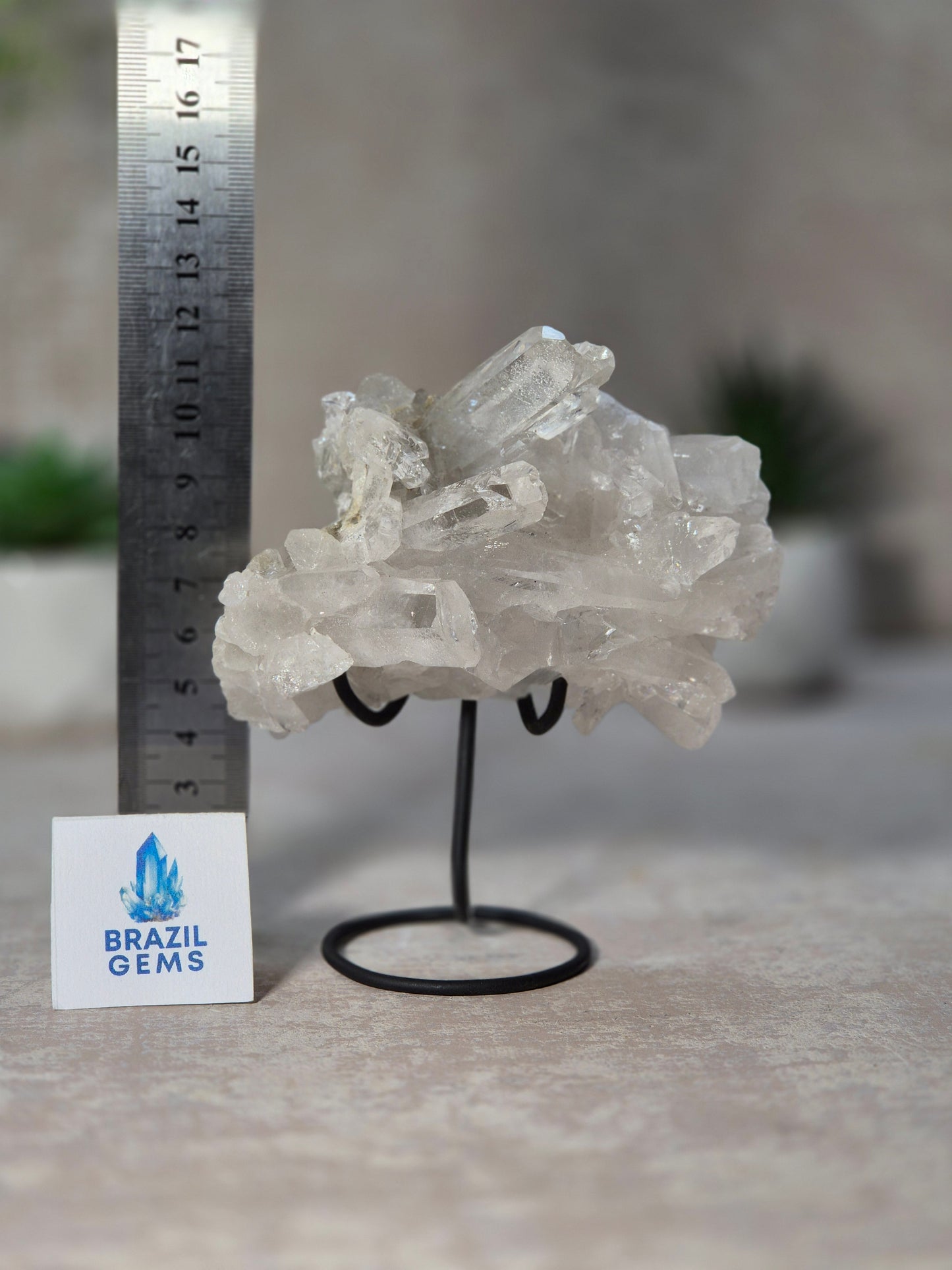 Clear Quartz Cluster on stand